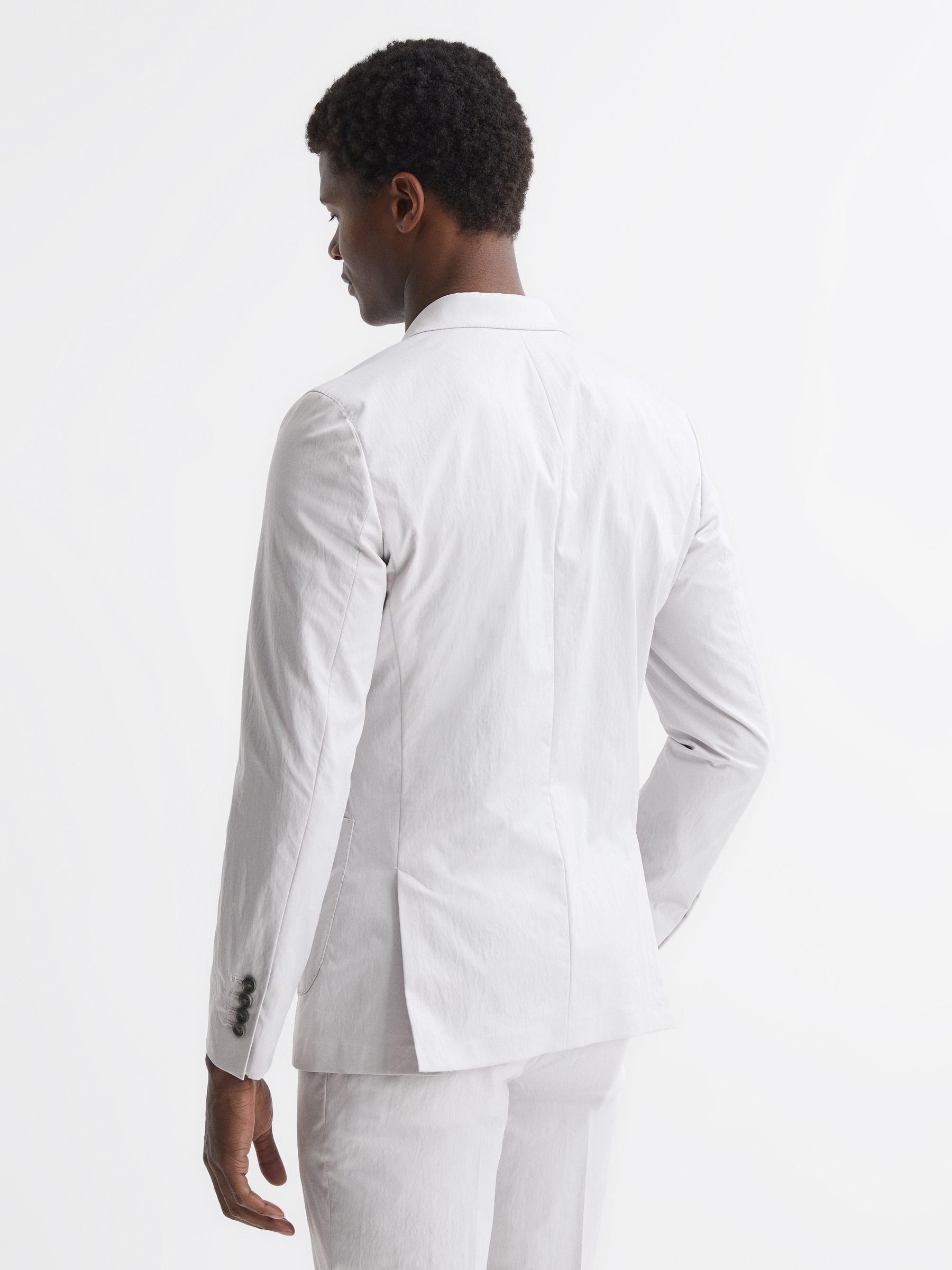 Single Breasted Technical Slim Fit Blazer in Ice Grey - Image 4 of 6