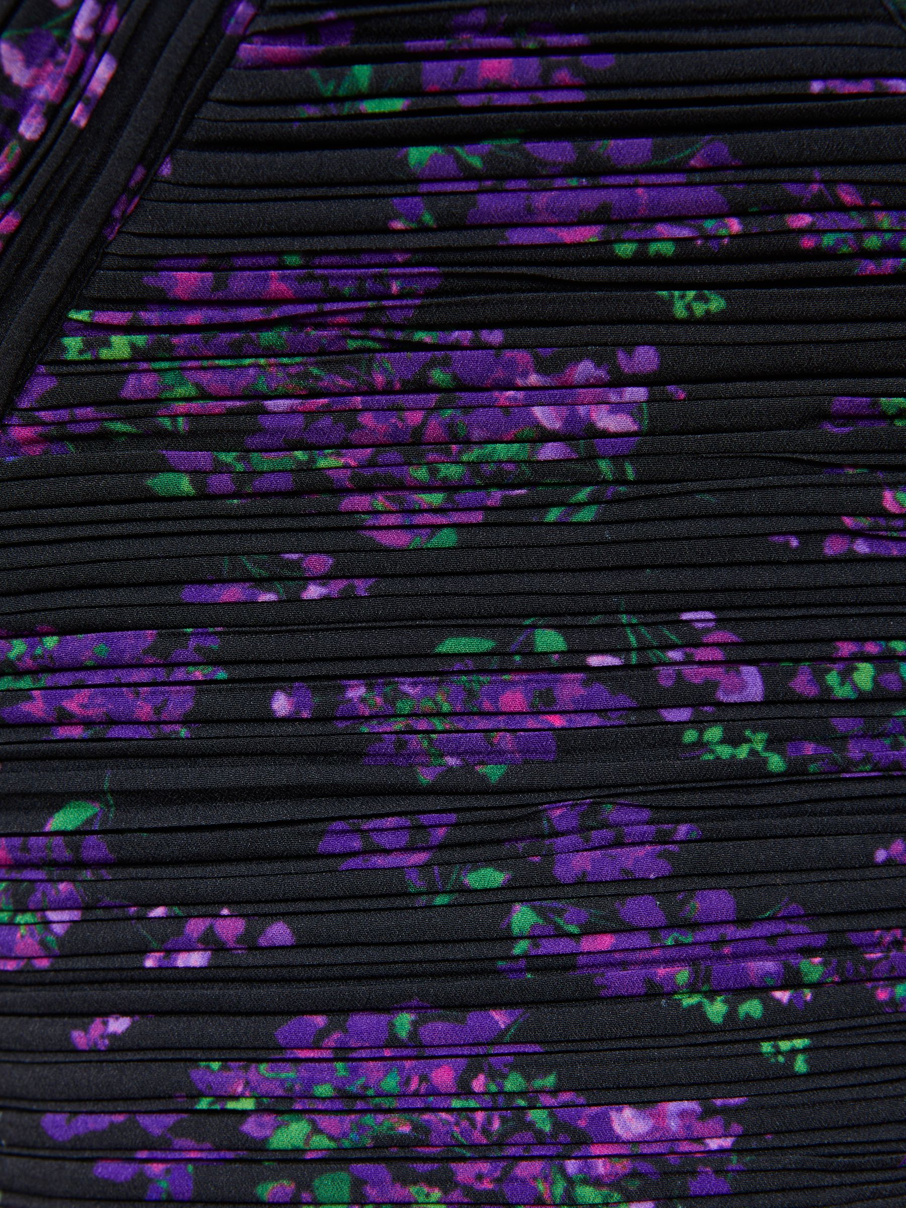 Amur Pleated Floral Bodycon Mini Dress in Hydrangea Berry - Image 6 of 6