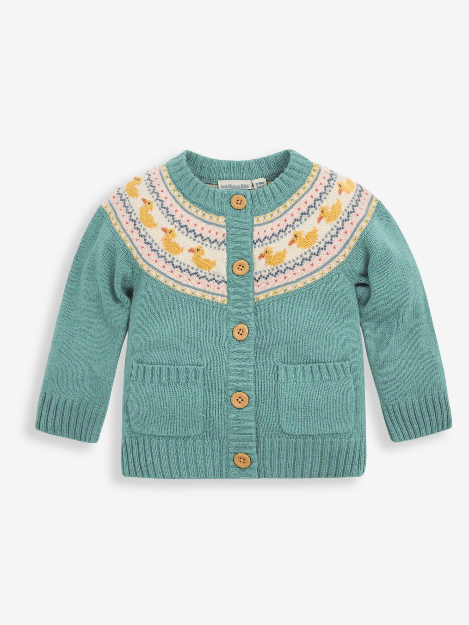 Duck Egg Girls' Duck Fairisle Pattern Cardigan - Image 1 of 2