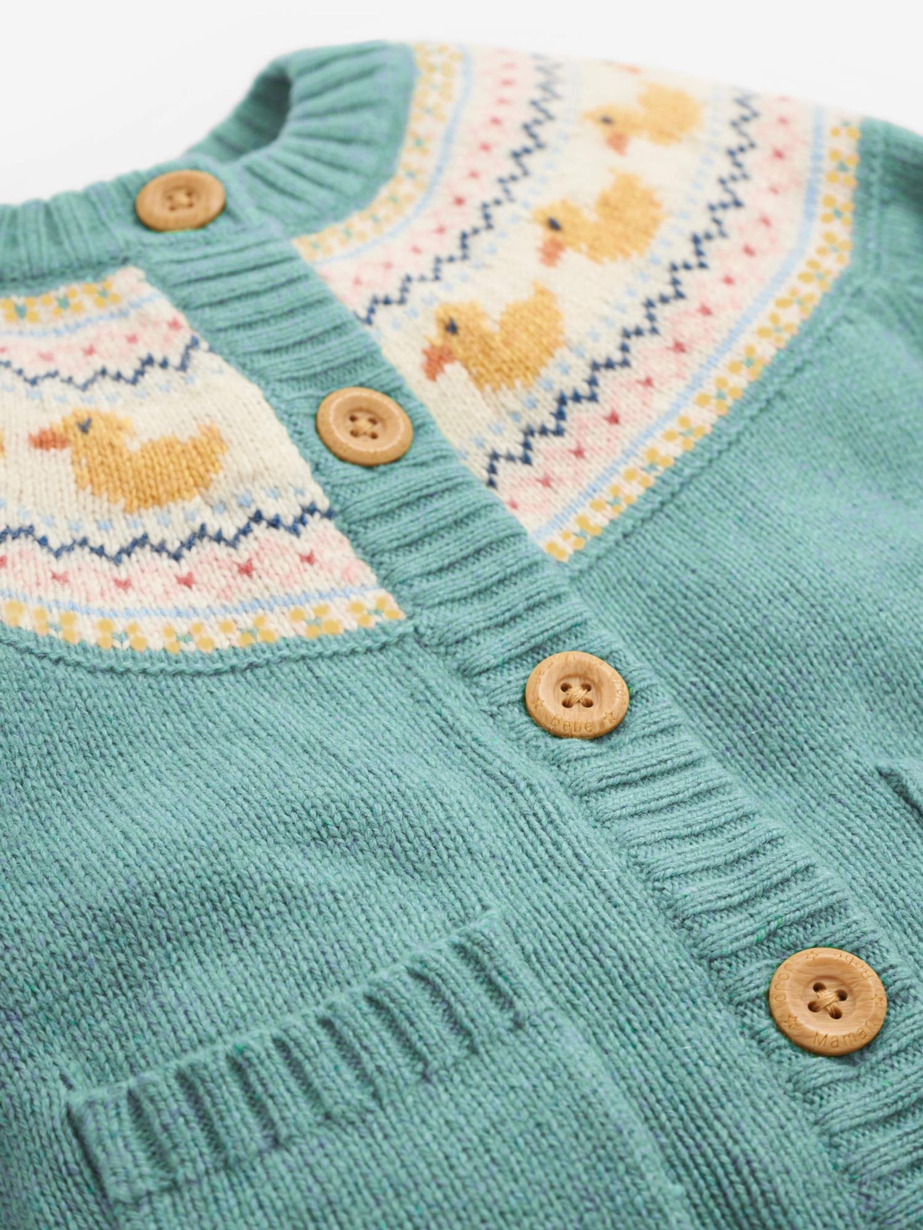 Duck Egg Girls' Duck Fairisle Pattern Cardigan - Image 2 of 2