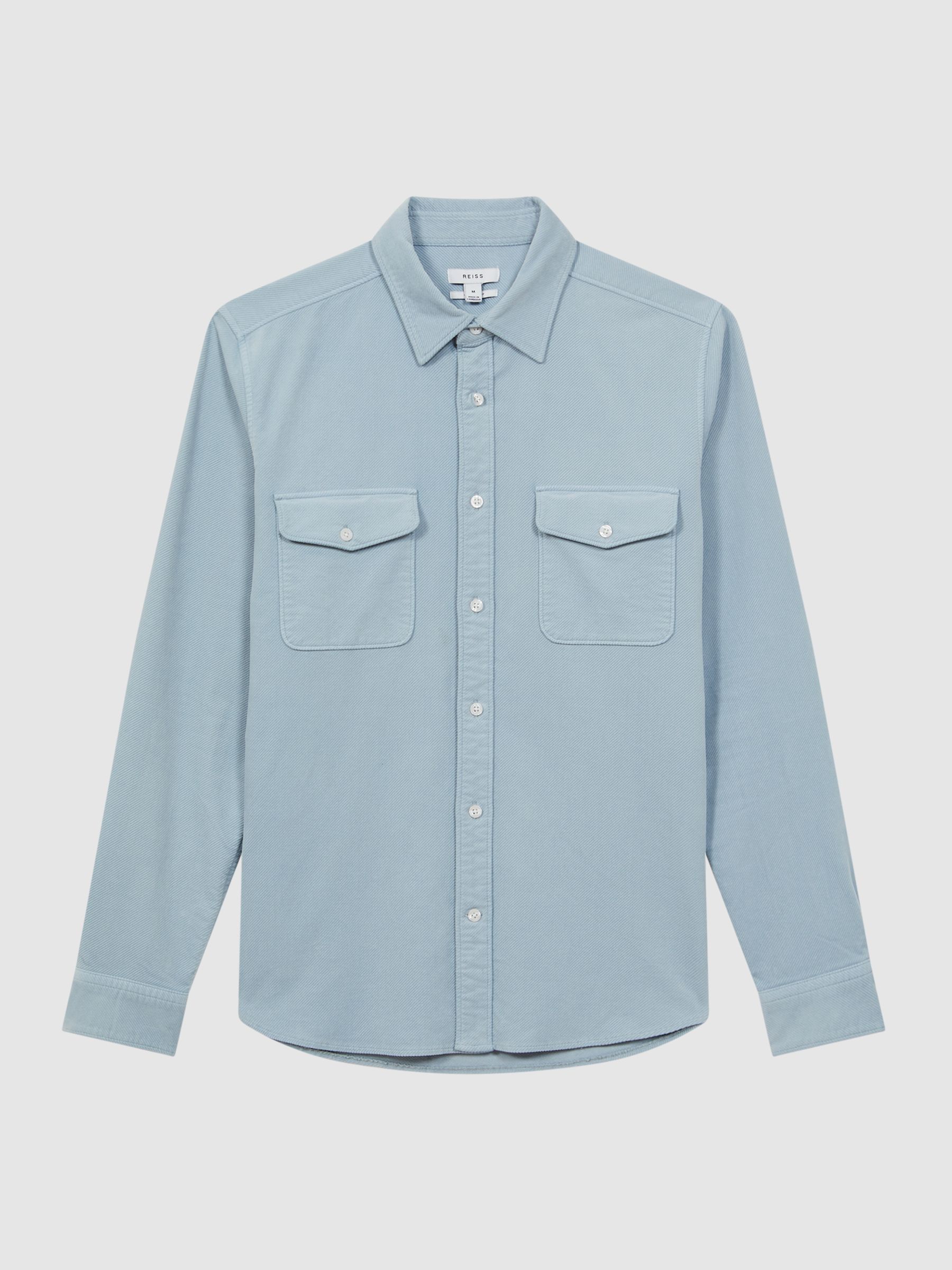 Corduroy Twin Pocket Overshirt in Soft Blue - Image 2 of 4