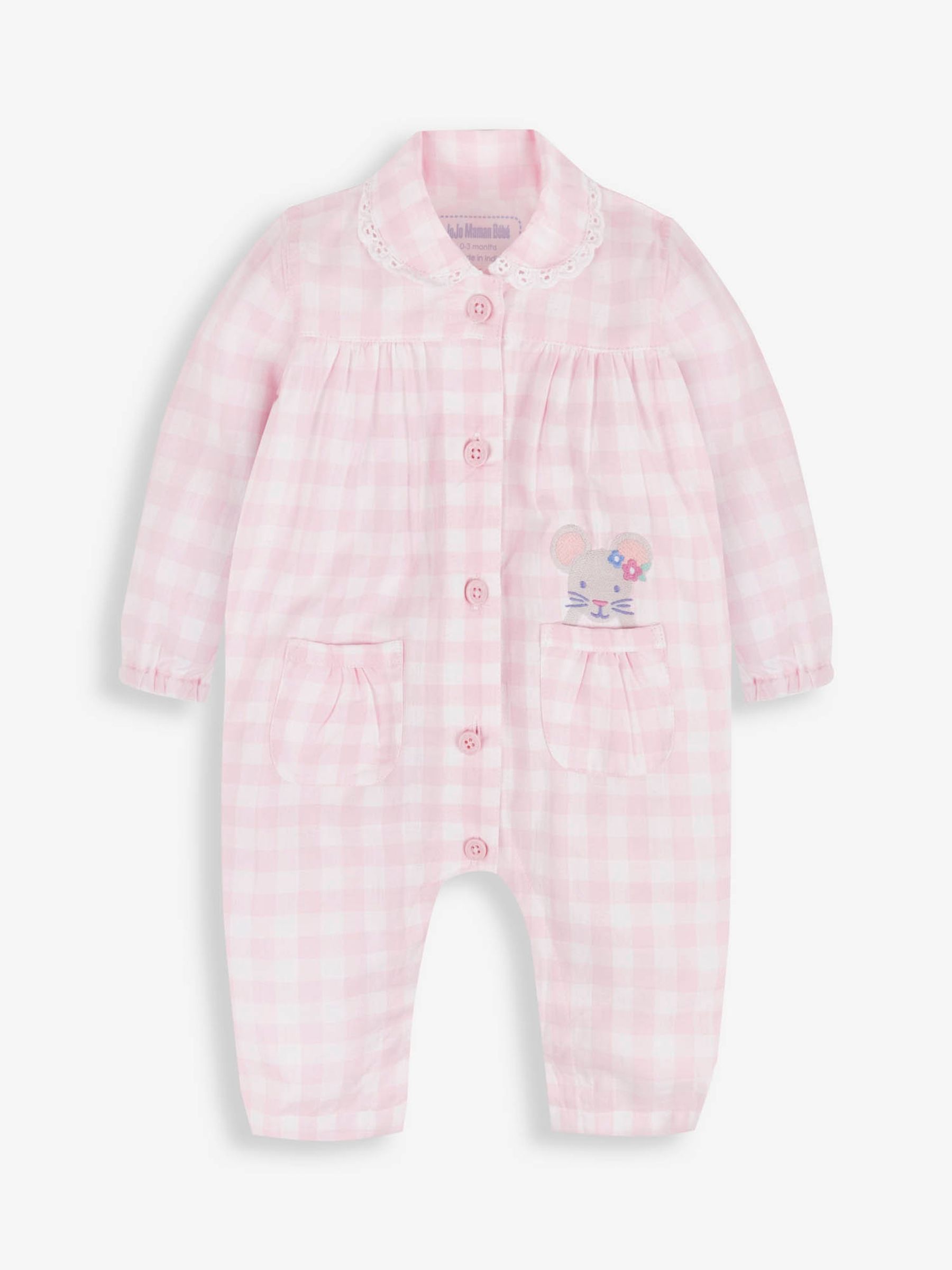 Pink Mouse Gingham All-In-One Pyjamas - Image 1 of 3