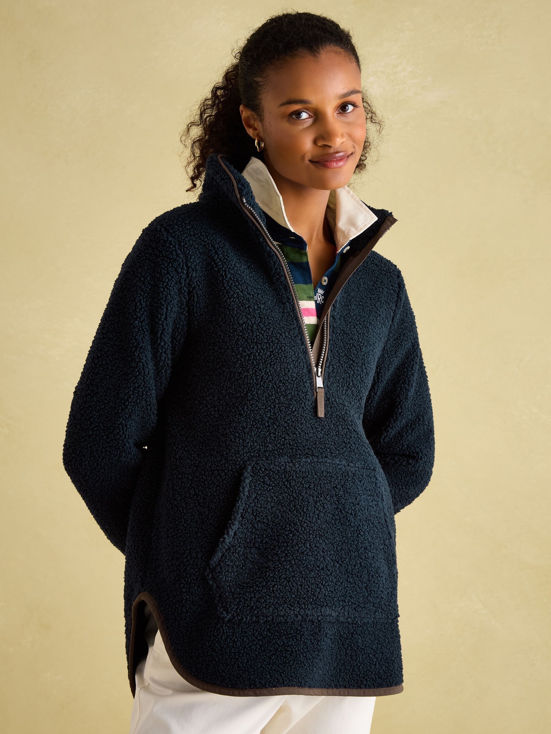 Aldeburgh Navy Quarter Zip Fleece | Joules