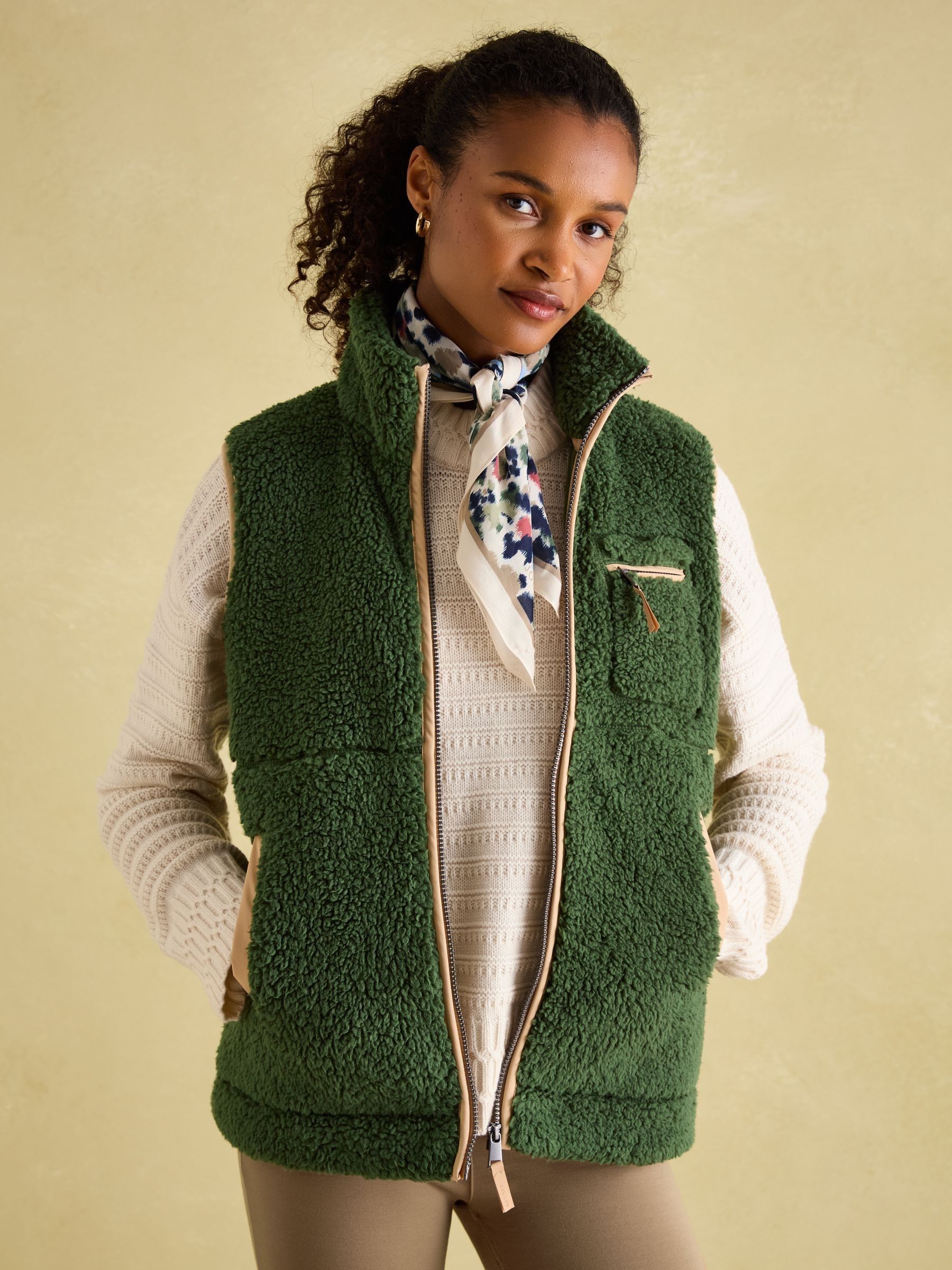 Mallory Green Fleece Gilet | Joules