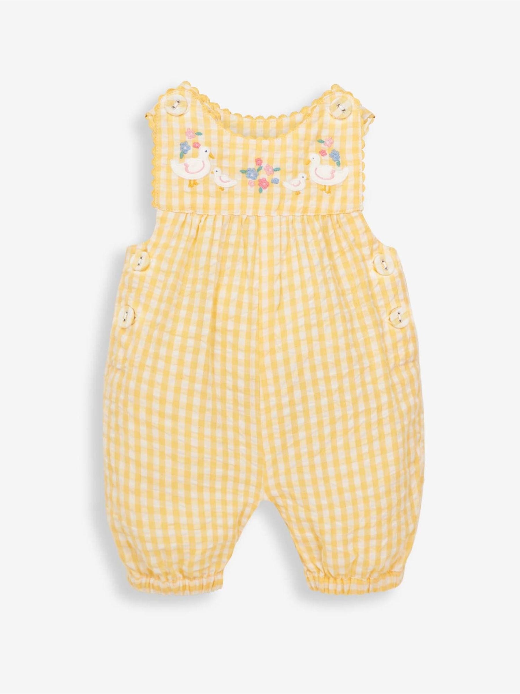 Yellow Gingham Duck Appliqué Baby Dungarees - Image 3 of 4