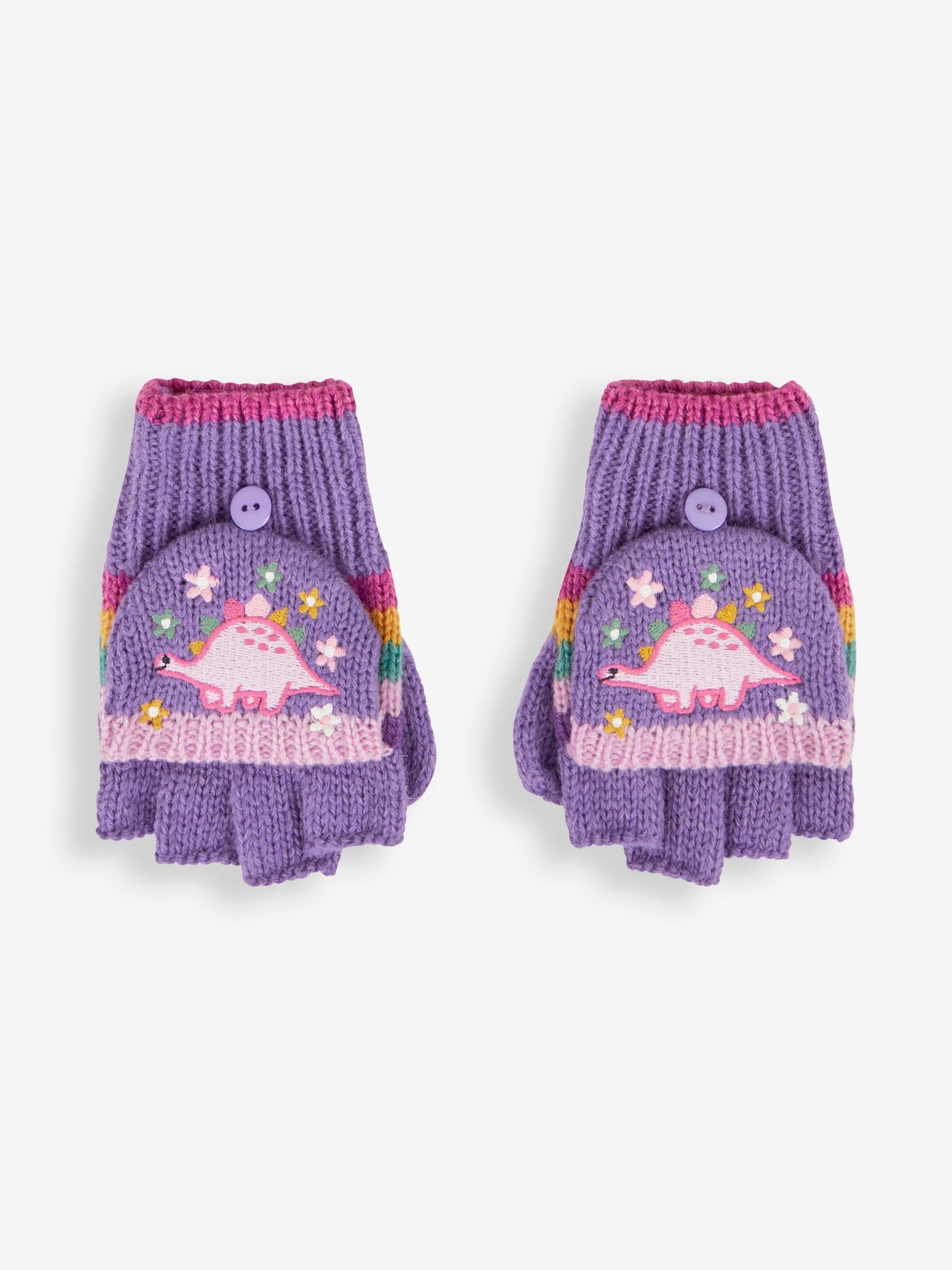 Lilac Girls' Pretty Dinosaur Striped Gloves - Image 1 of 4