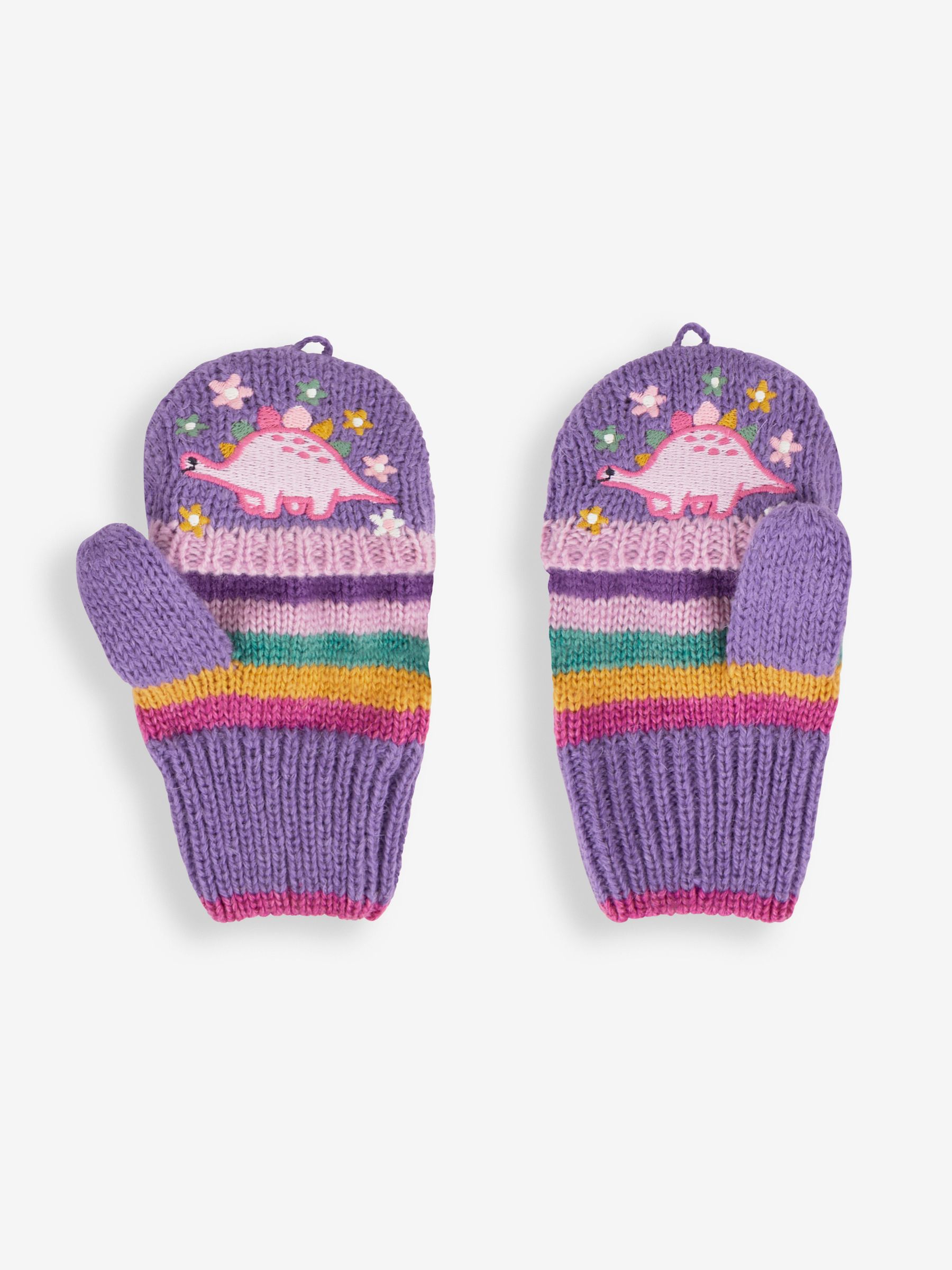 Lilac Girls' Pretty Dinosaur Striped Gloves - Image 3 of 4