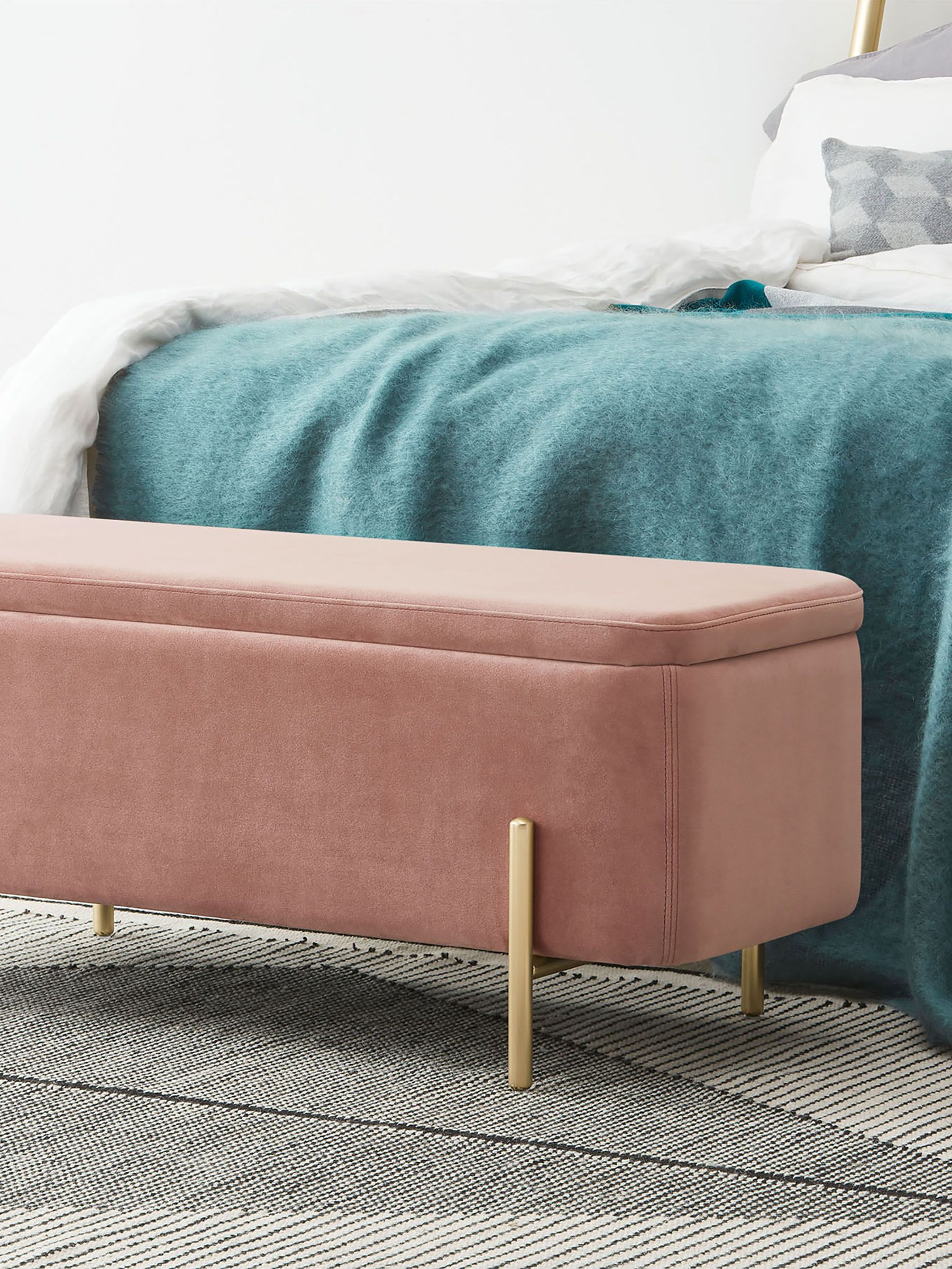 Asare Storage Ottoman Bench in Blush Pink - Image 1 of 4
