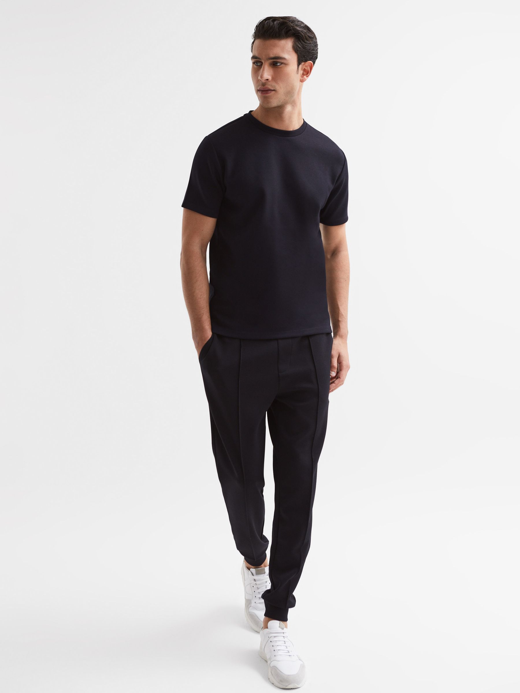 Interlock Jersey Crew Neck T-Shirt in Navy - Image 3 of 6