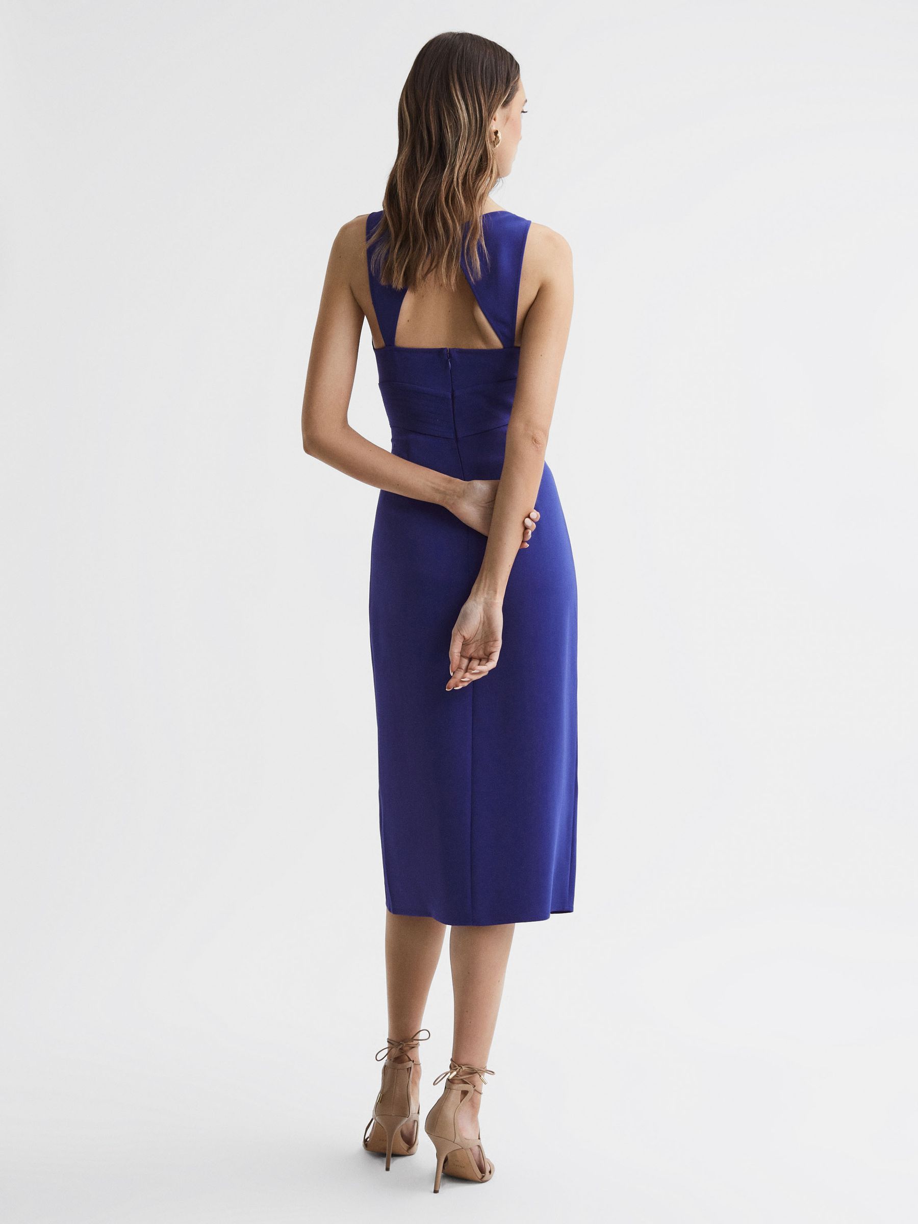 Bodycon Cut-Out Midi Dress in Purple - Image 4 of 4