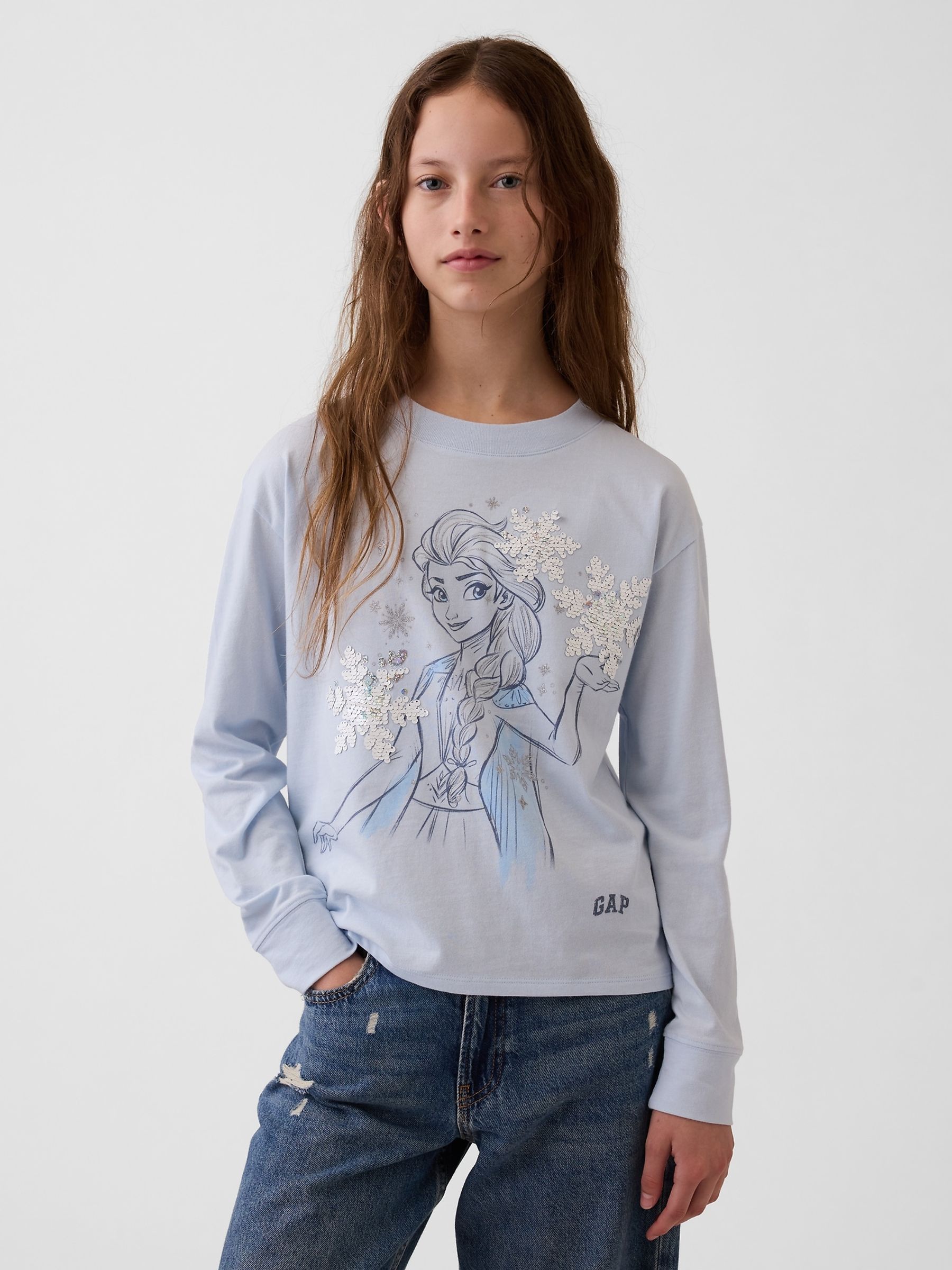 Lilac Purple Frozen Oversized Flip-Sequin Graphic T-Shirt - Image 1 of 4