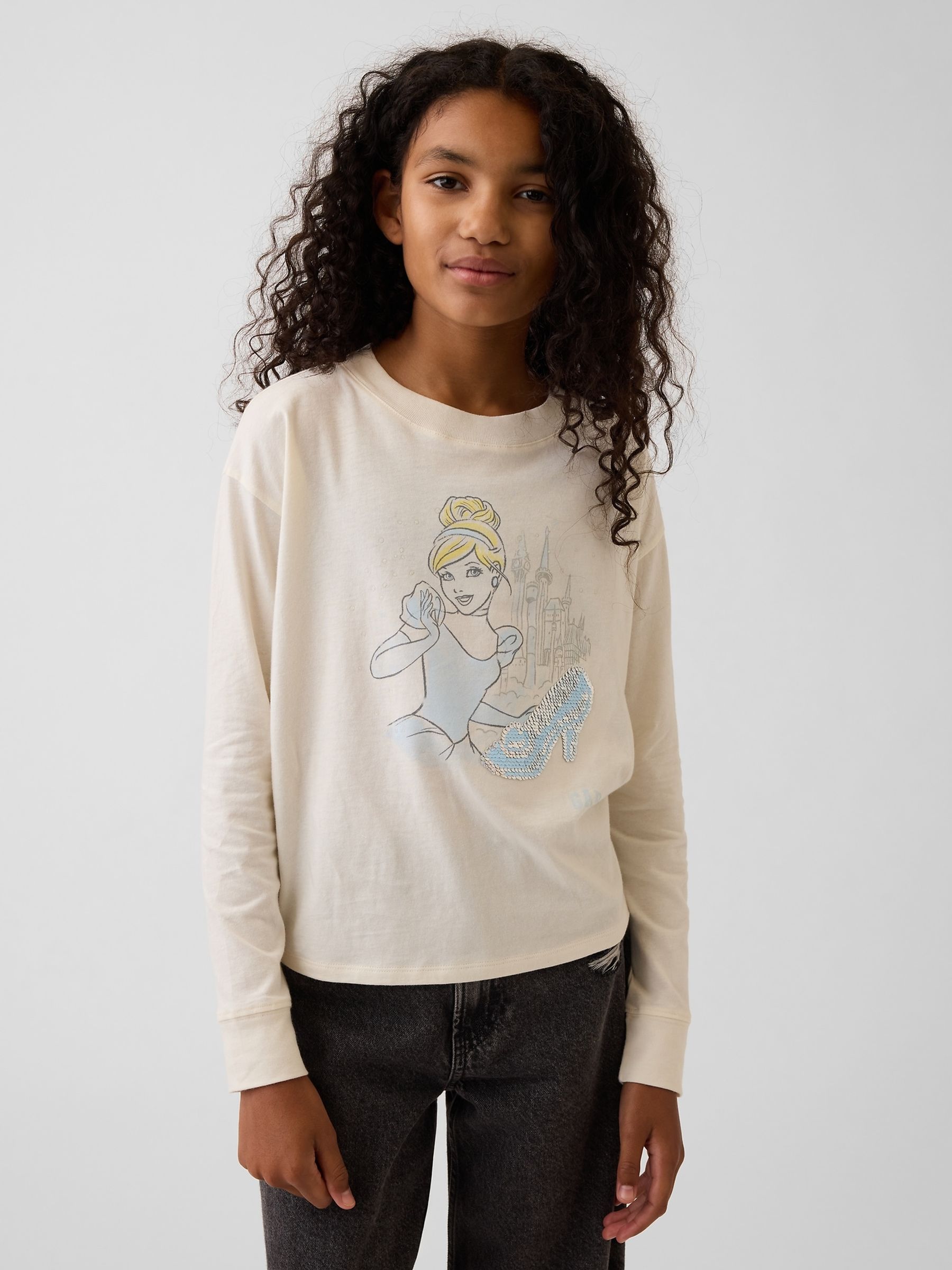 White Cinderella Oversized Flip-Sequin Graphic T-Shirt - Image 1 of 4 White Cinderella Oversized Flip-Sequin Graphic T-Shirt - Image 1 of 4