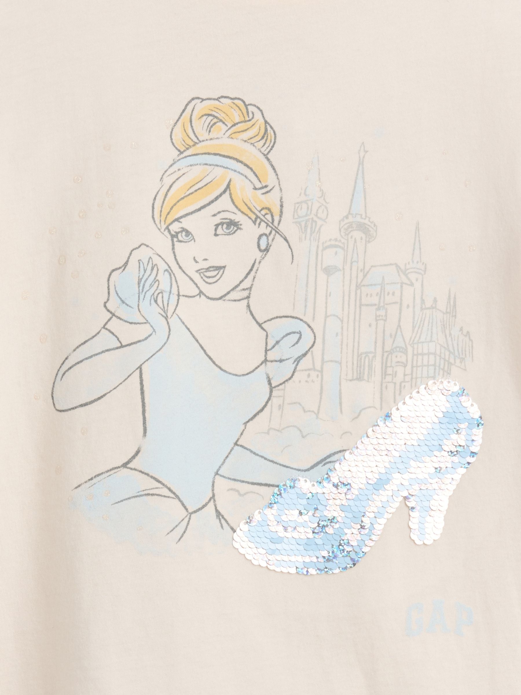 White Cinderella Oversized Flip-Sequin Graphic T-Shirt - Image 4 of 4 White Cinderella Oversized Flip-Sequin Graphic T-Shirt - Image 4 of 4