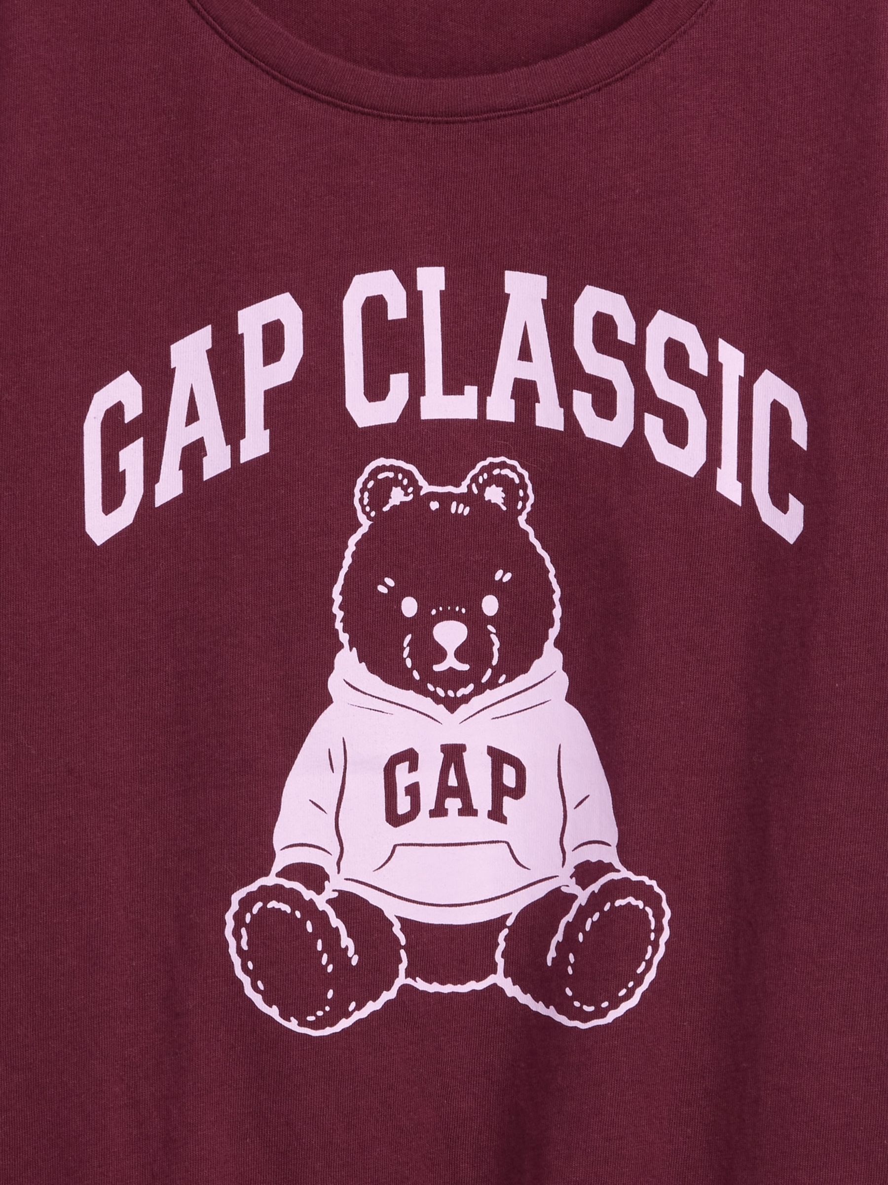 Burgundy Bear Graphic Short Sleeve T-Shirt - Image 3 of 3