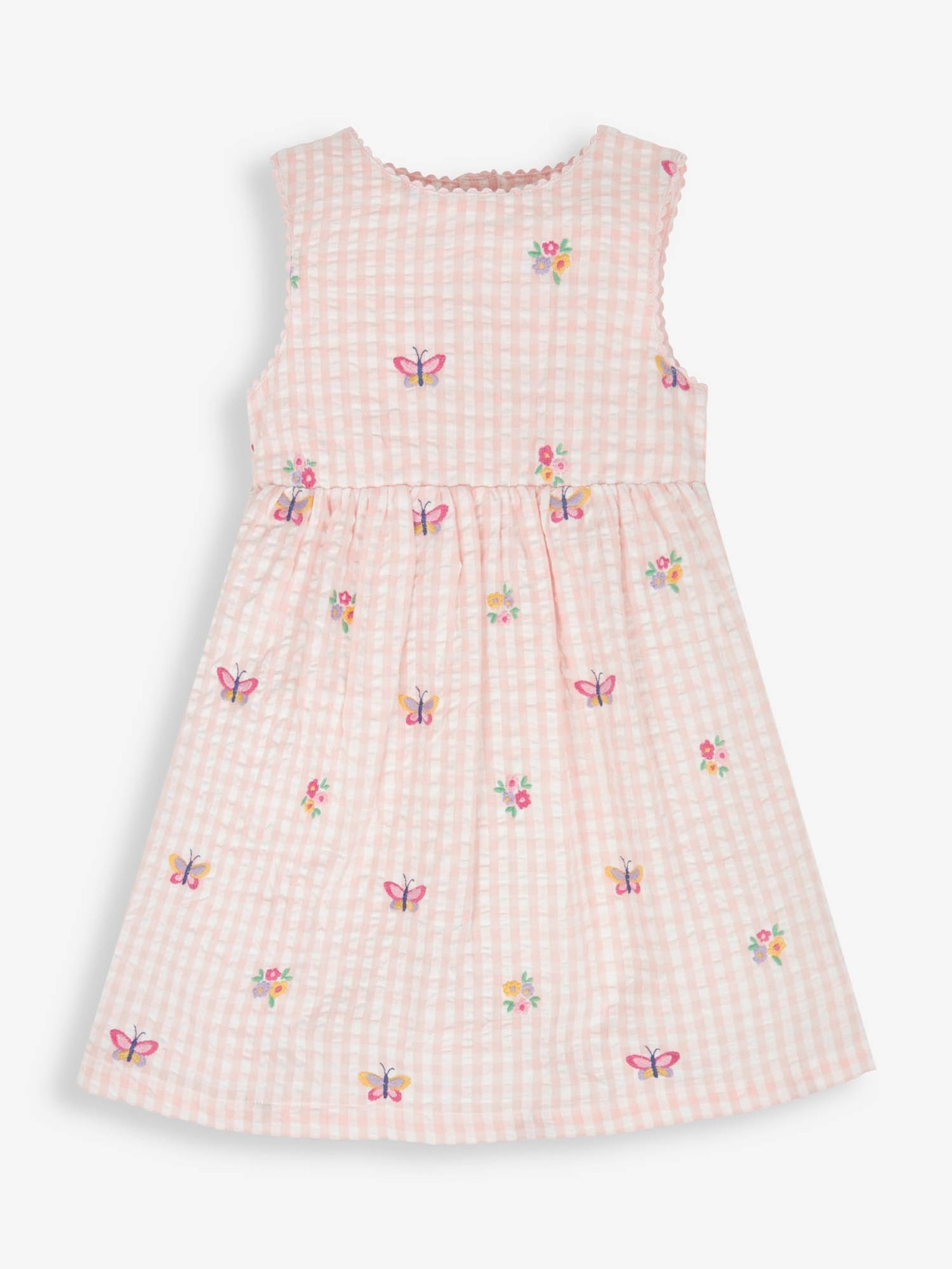 Pale Pink Gingham Butterfly Embroidered Dress - Image 3 of 4