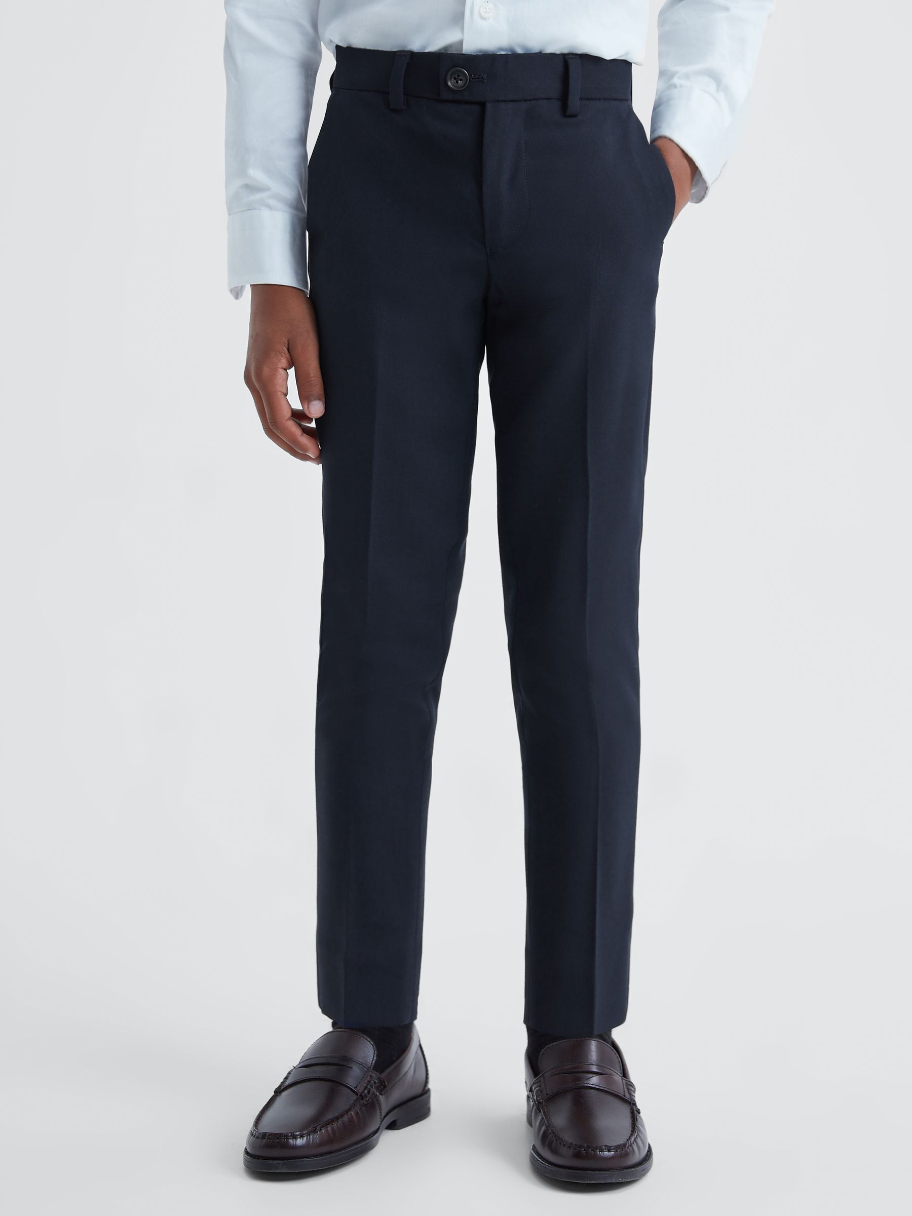 9-14 yrs Wool Blend Adjustable Trousers in Navy - Image 1 of 6 9-14 yrs Wool Blend Adjustable Trousers in Navy - Image 1 of 6