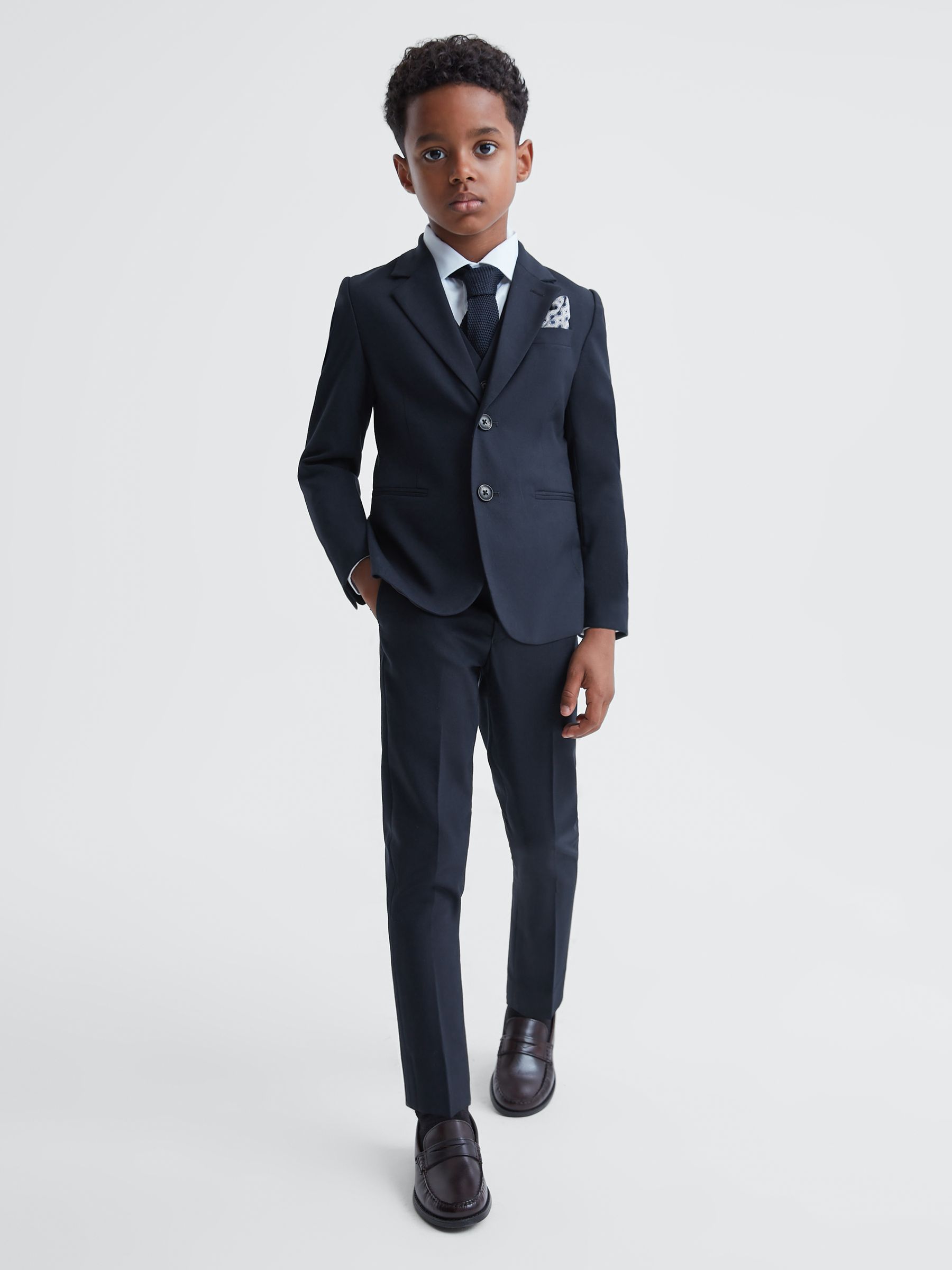 9-14 yrs Wool Blend Adjustable Trousers in Navy - Image 3 of 6
