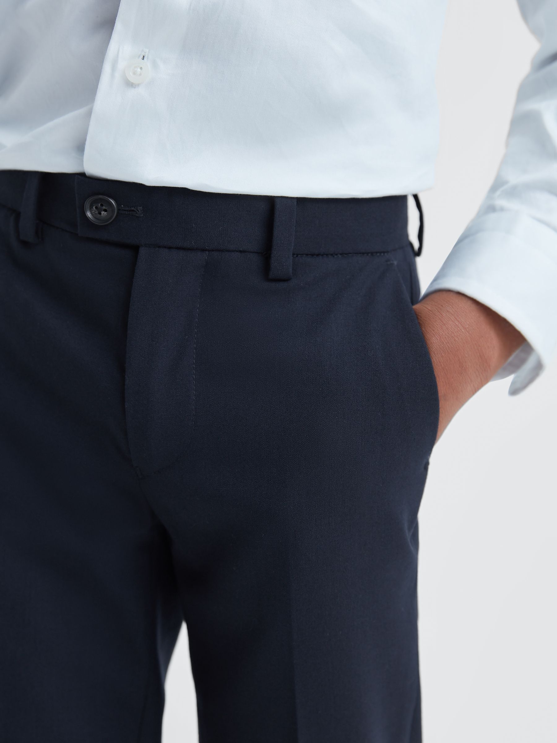 9-14 yrs Wool Blend Adjustable Trousers in Navy - Image 4 of 6