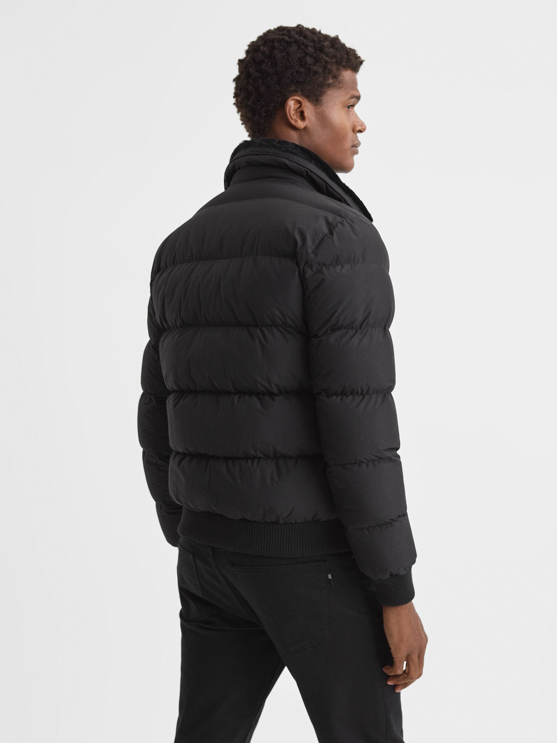 Padded Faux Fur Coat in Black - Image 5 of 5