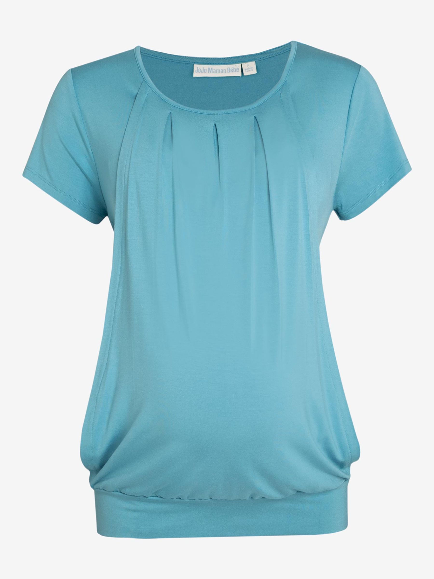 Duck Egg Short Sleeve Pleated Maternity & Nursing Top - Image 1 of 1