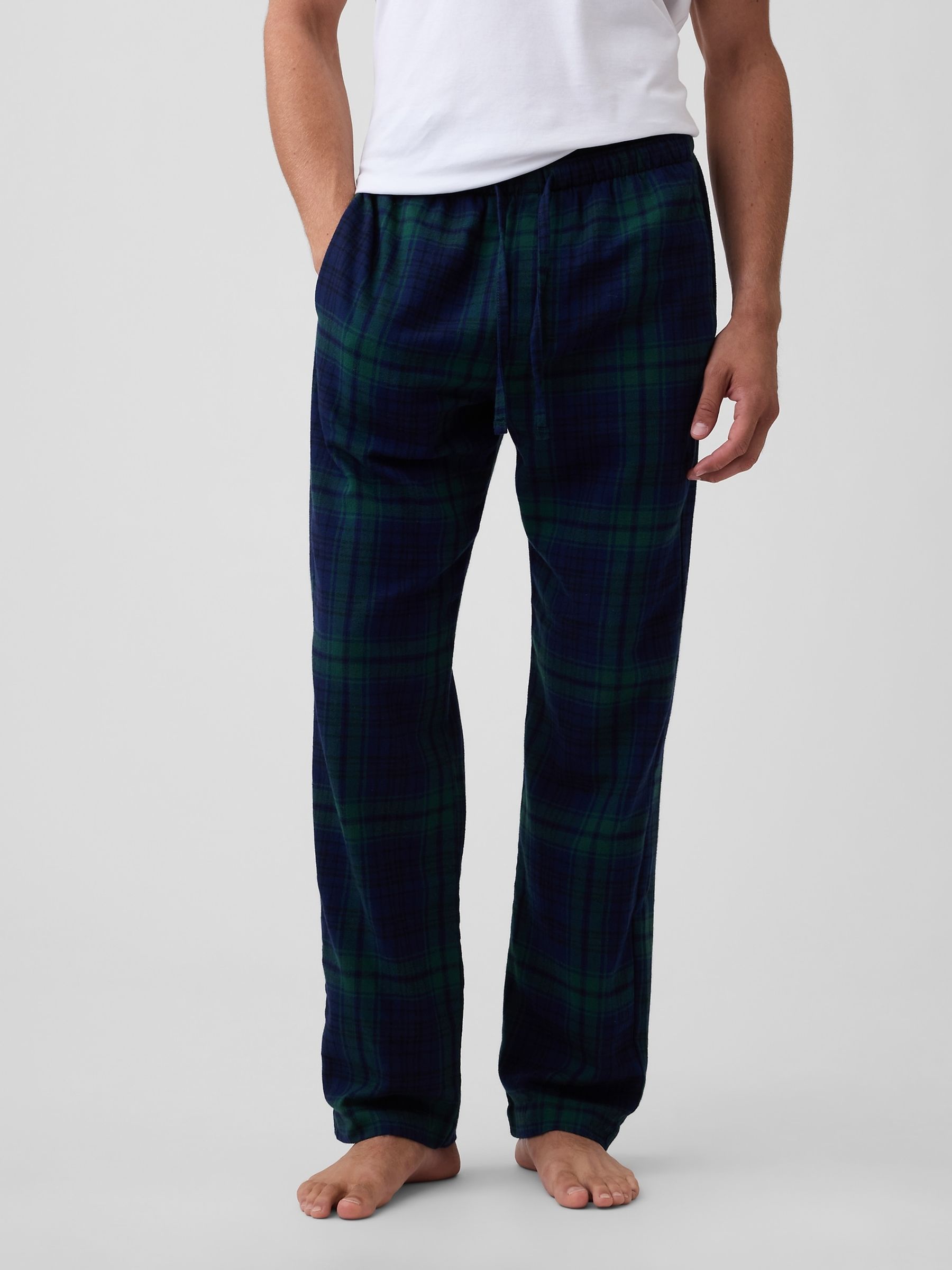 Navy Blue Relaxed Flannel Pyjama Bottoms - Image 1 of 4