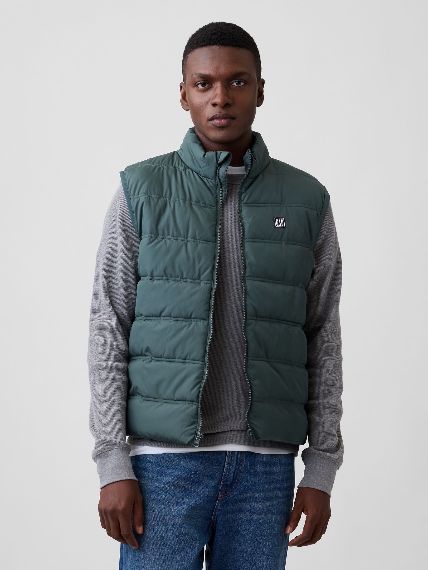 Green Relaxed Puffer Jacket - Image 1 of 4