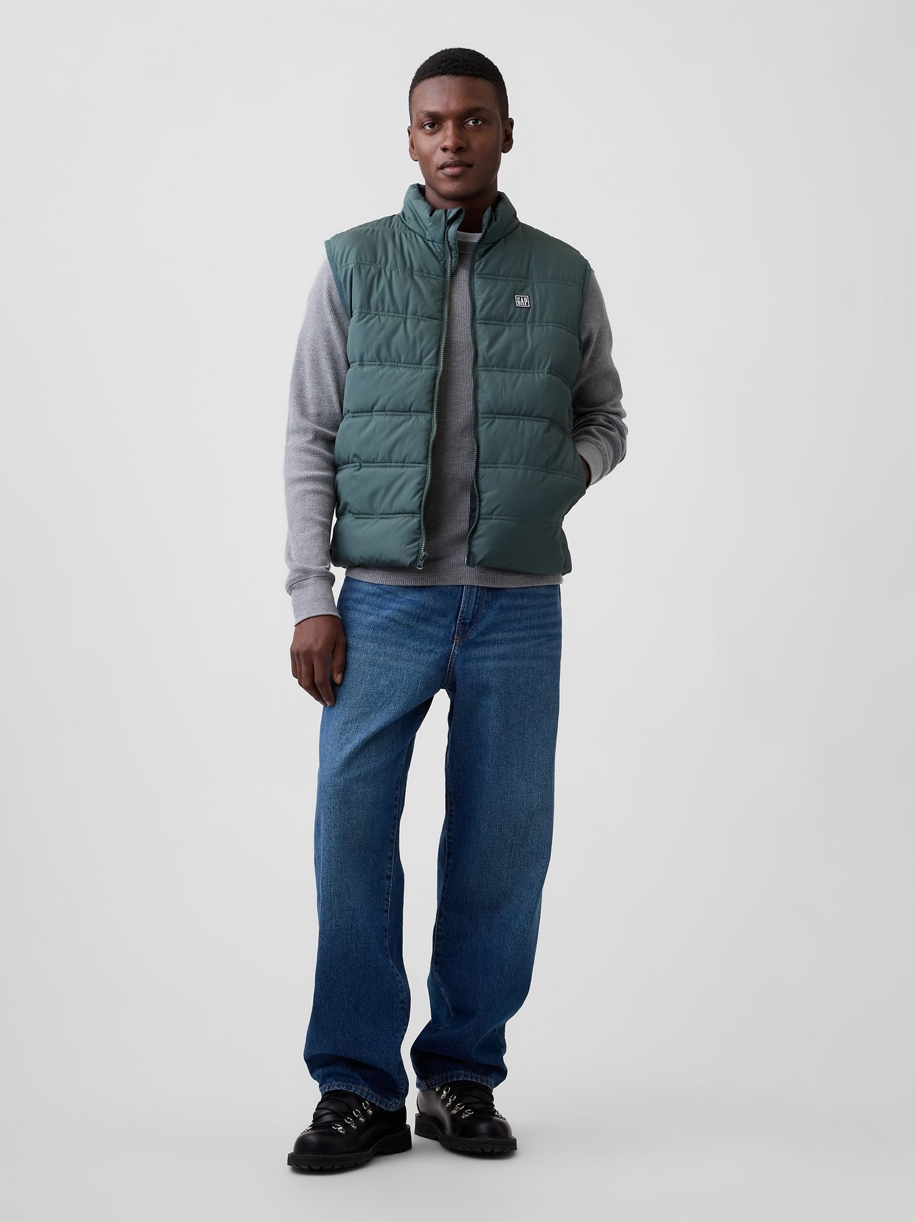 Green Relaxed Puffer Jacket - Image 3 of 4