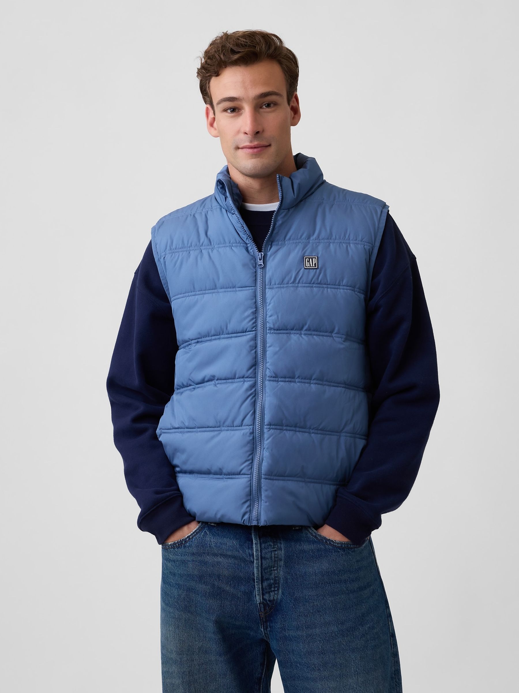 Blue Relaxed Puffer Jacket - Image 1 of 4