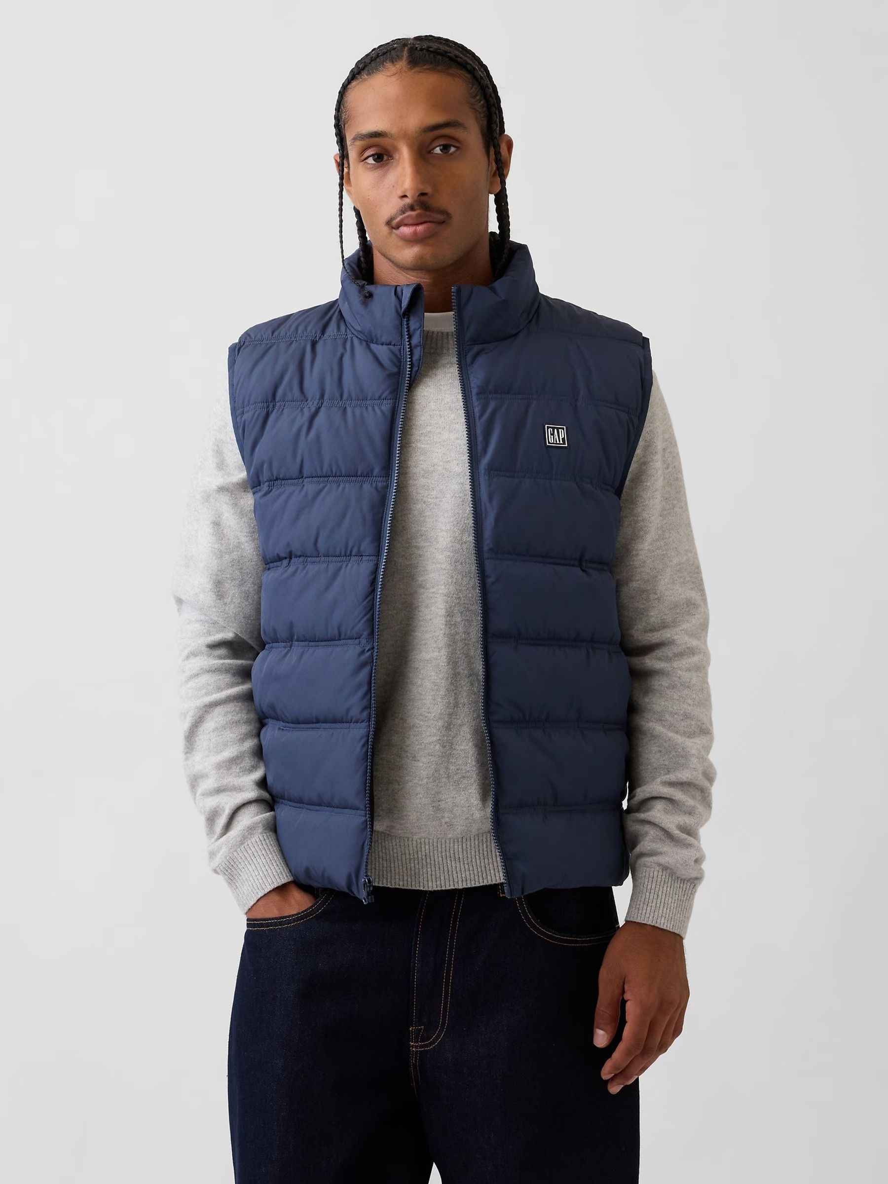 Navy Relaxed Puffer Jacket - Image 1 of 4