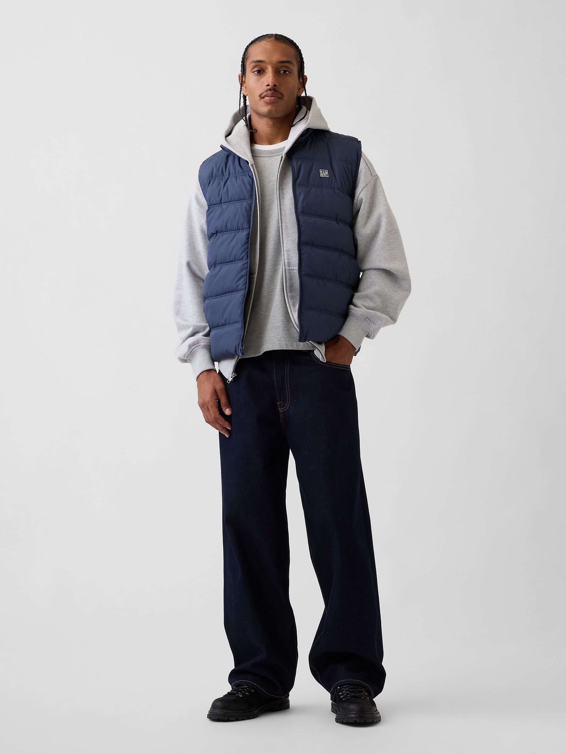 Navy Relaxed Puffer Jacket - Image 3 of 4