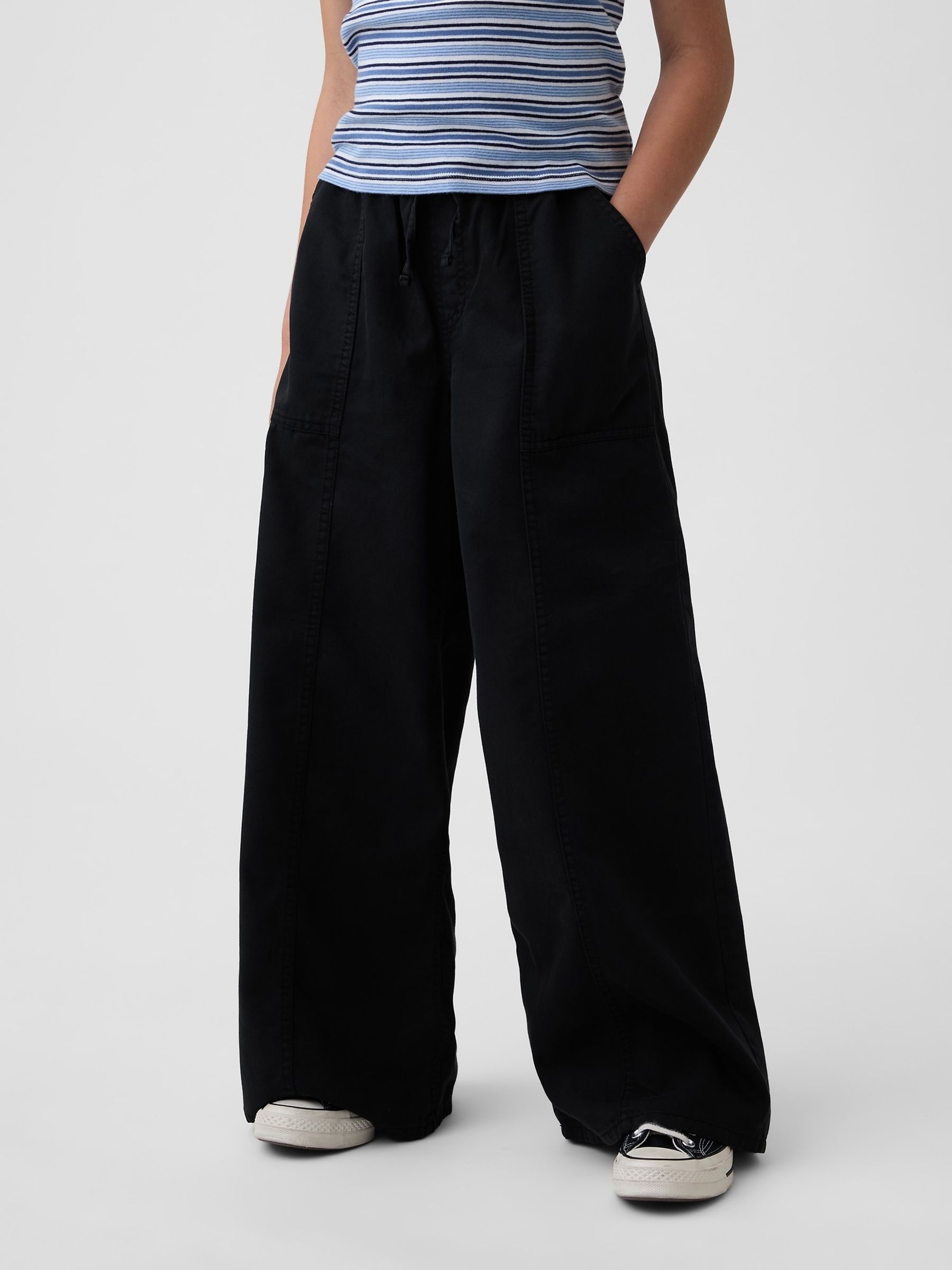 Black Twill Baggy Trousers - Image 1 of 5