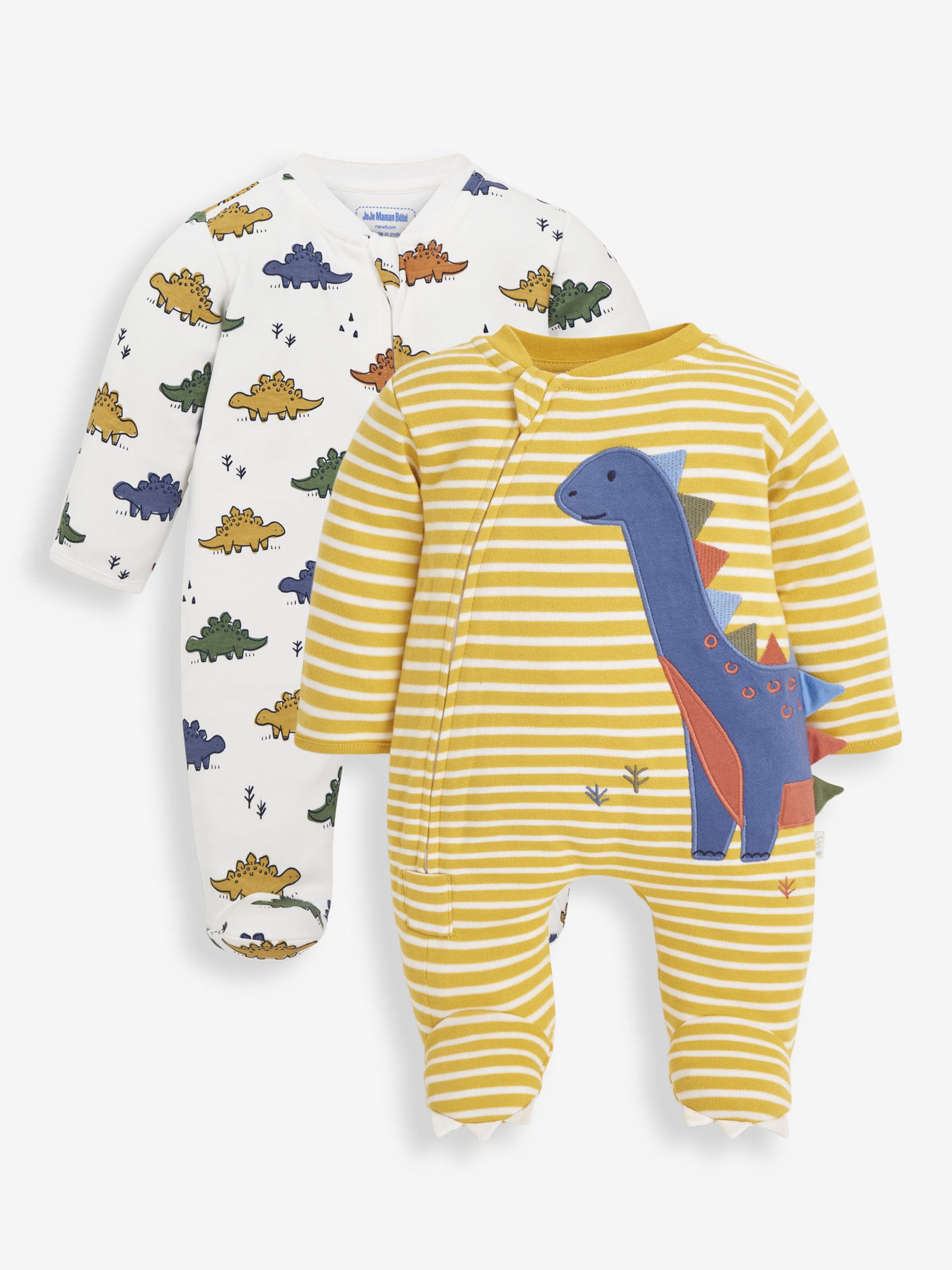 Mustard 2-Pack Yellow Dino Sleepsuits - Image 1 of 7