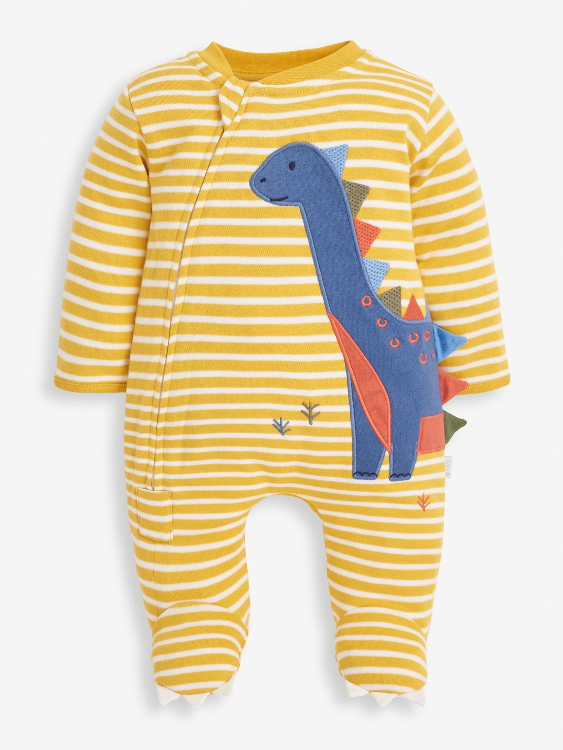 Mustard 2-Pack Yellow Dino Sleepsuits - Image 2 of 7