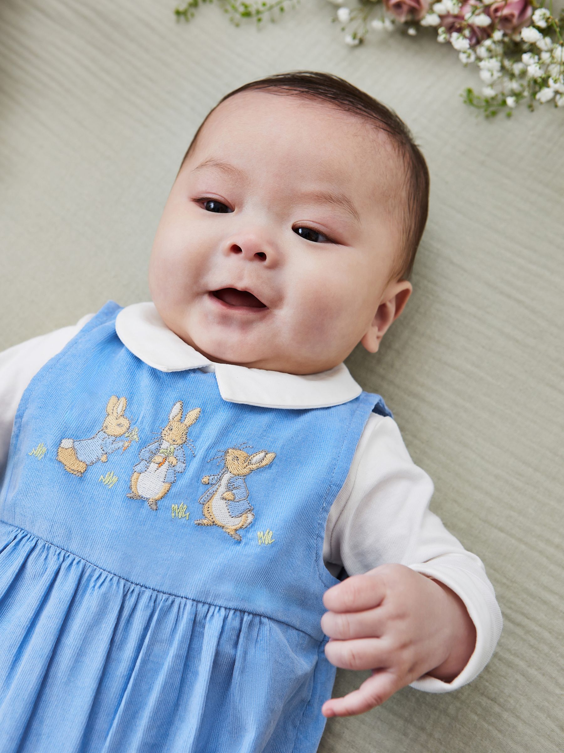 Blue 2-Piece Peter Rabbit Embroidered Dungarees & Bodysuit Set - Image 2 of 7