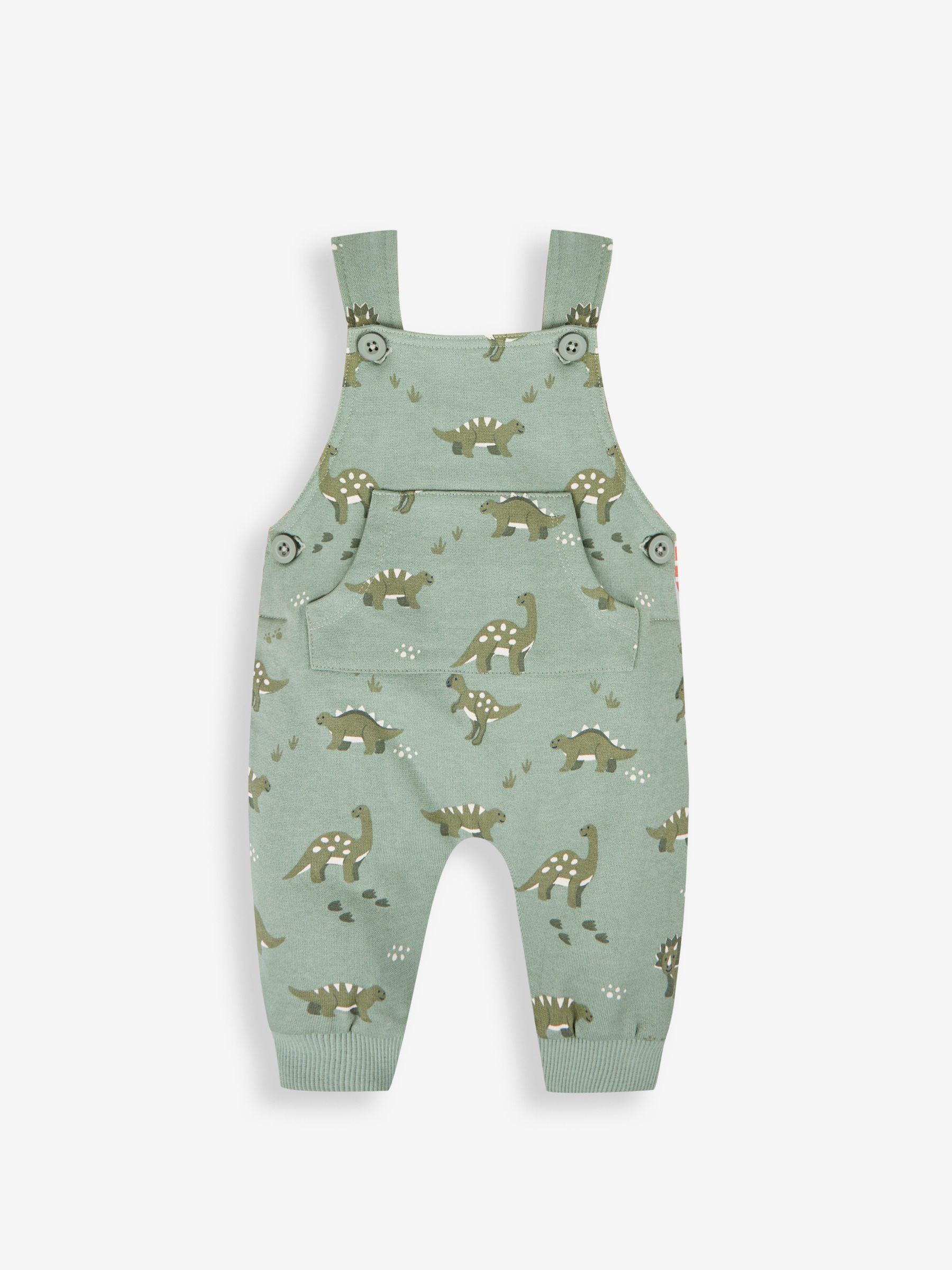 Khaki Green Dino Dungarees & Stripe Top Set - Image 2 of 5