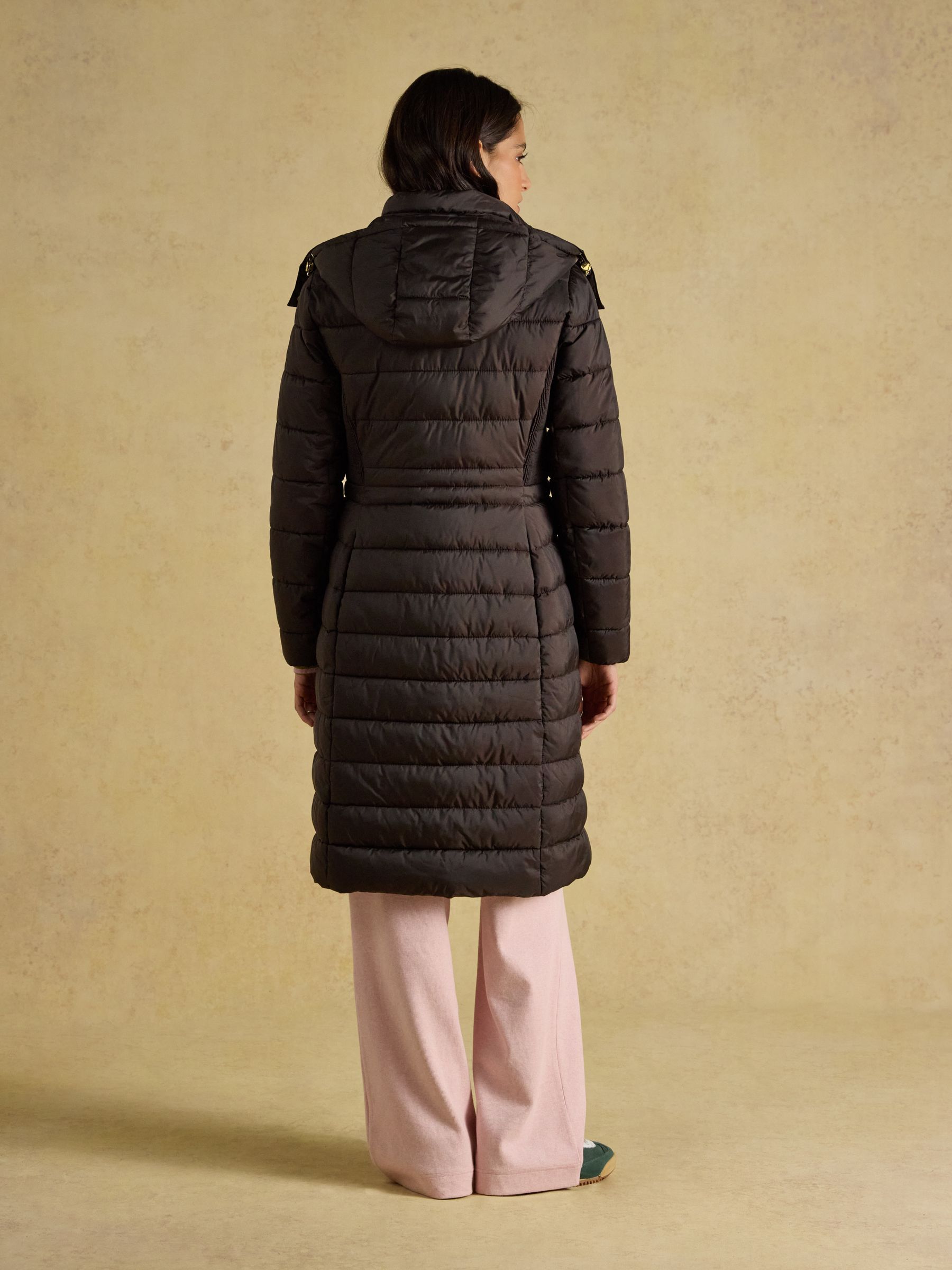 Windborough Chocolate Brown Showerproof Longline Padded Coat with Hood - Image 2 of 10