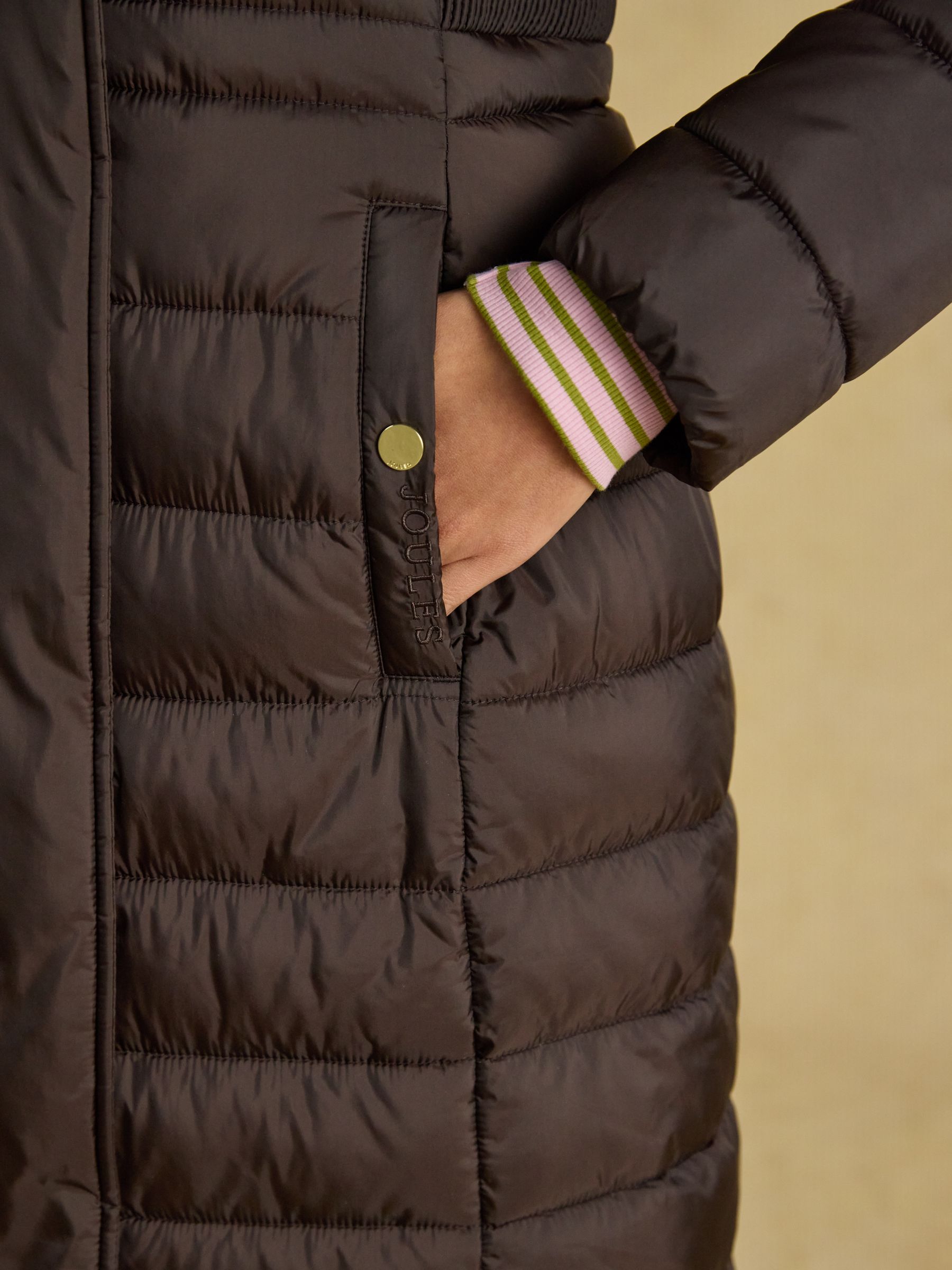 Windborough Chocolate Brown Showerproof Longline Padded Coat with Hood - Image 5 of 10