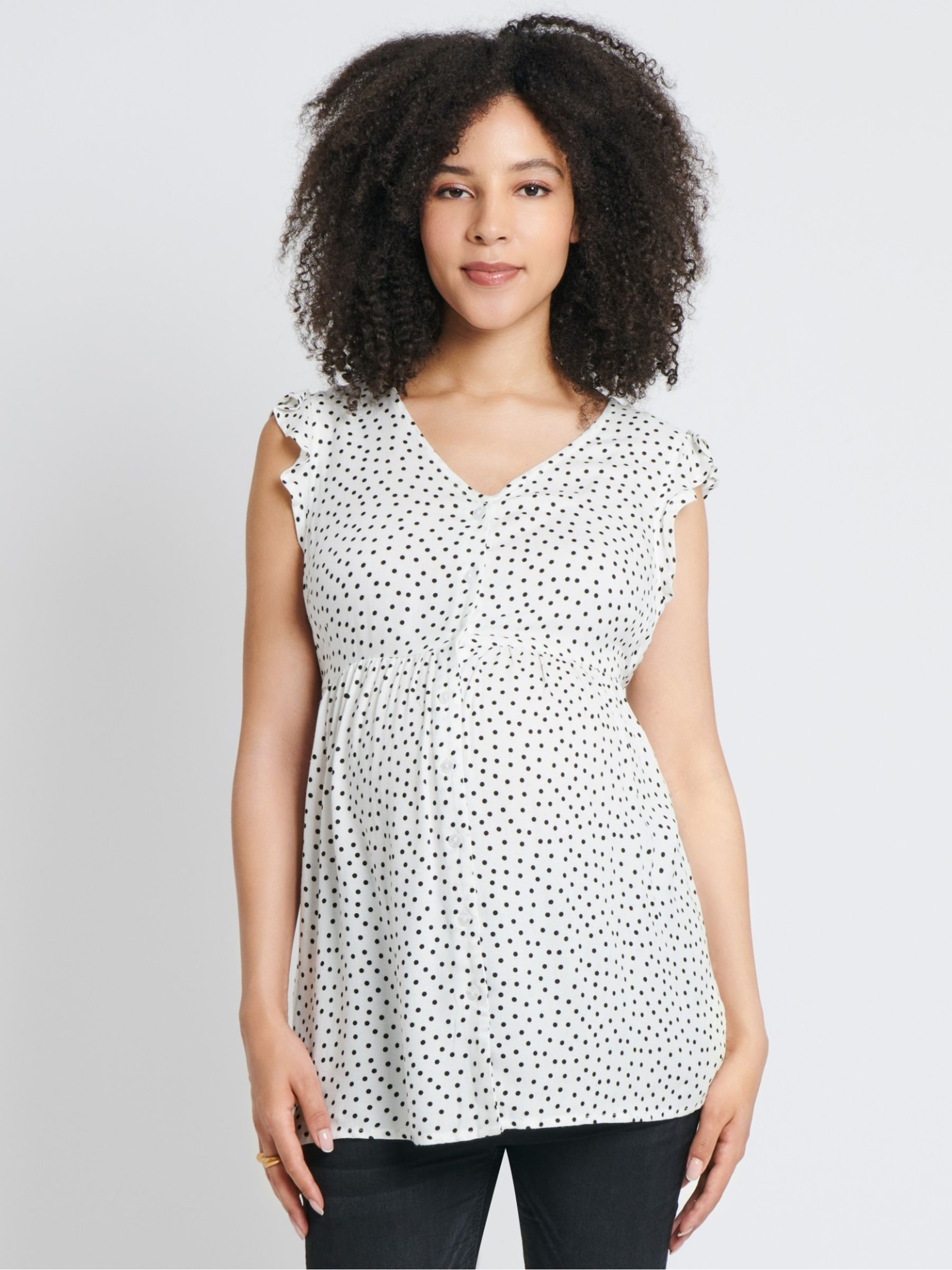White Spot Frill Sleeve Maternity Blouse - Image 1 of 2