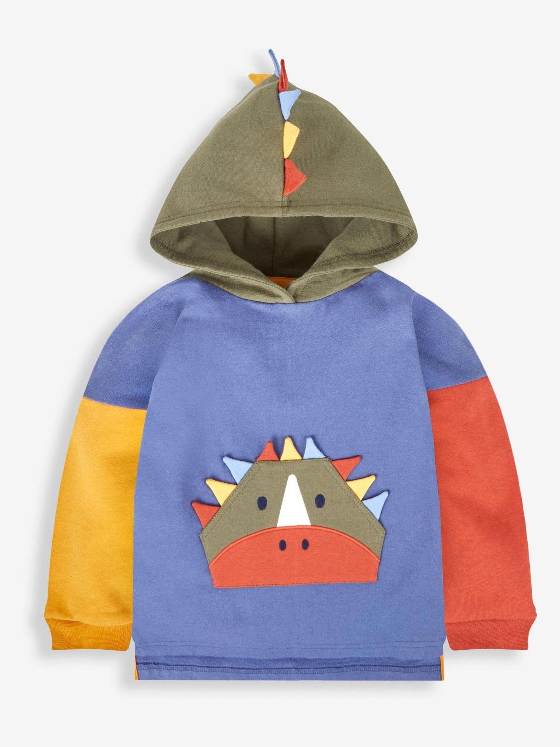 Denim Blue Dino Boys' Appliqué Novelty Hoodie - Image 1 of 3