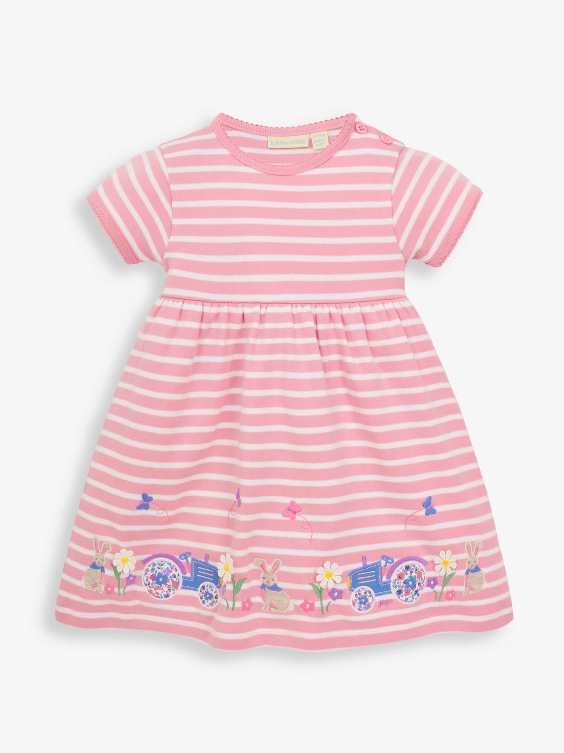 Pink Girls Pretty Tractor Appliqué Dress - Image 1 of 3