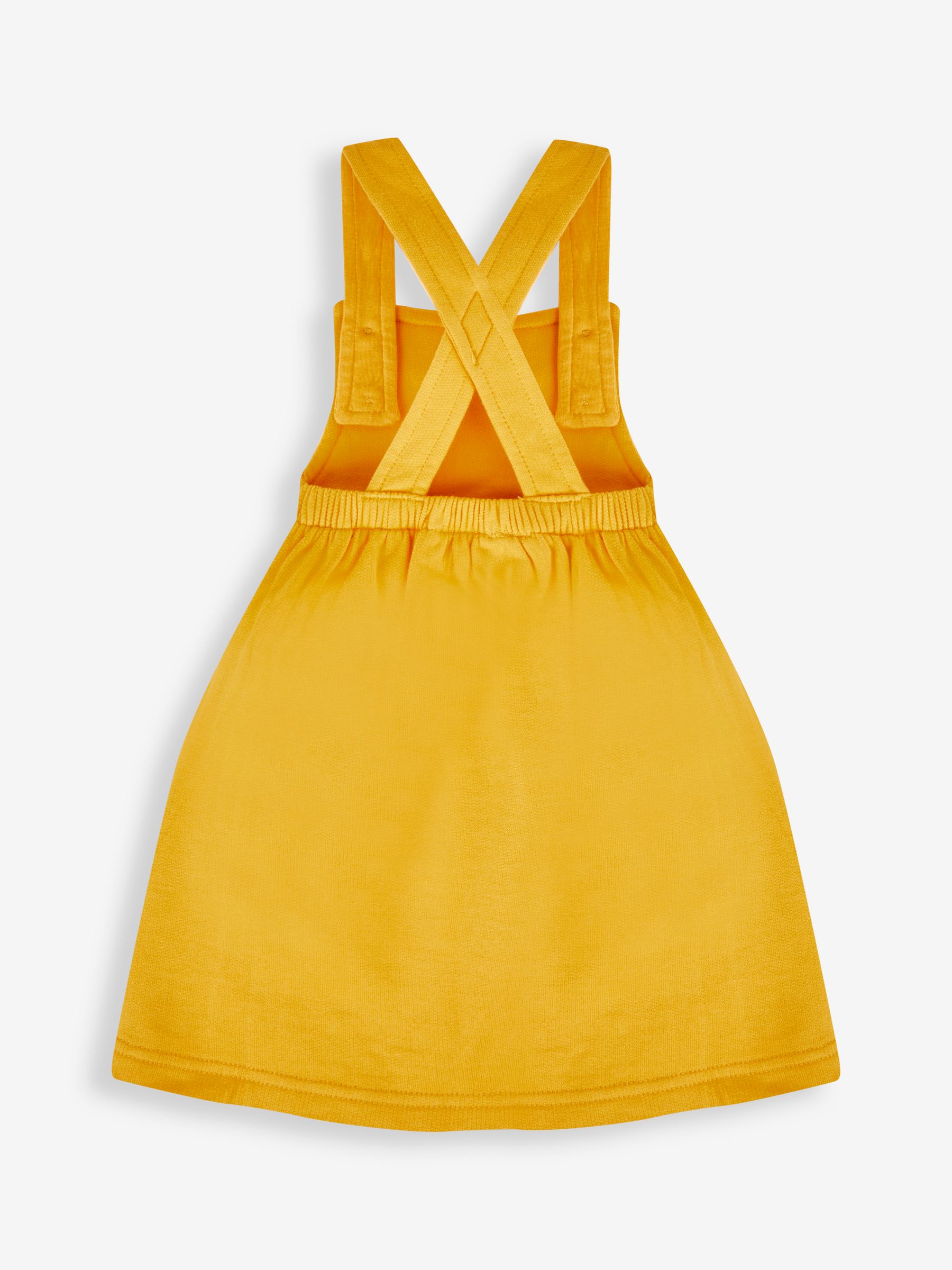 Mustard Yellow Fox Girls' 2-Piece Appliqué Pinafore Dress & Top Set - Image 3 of 6