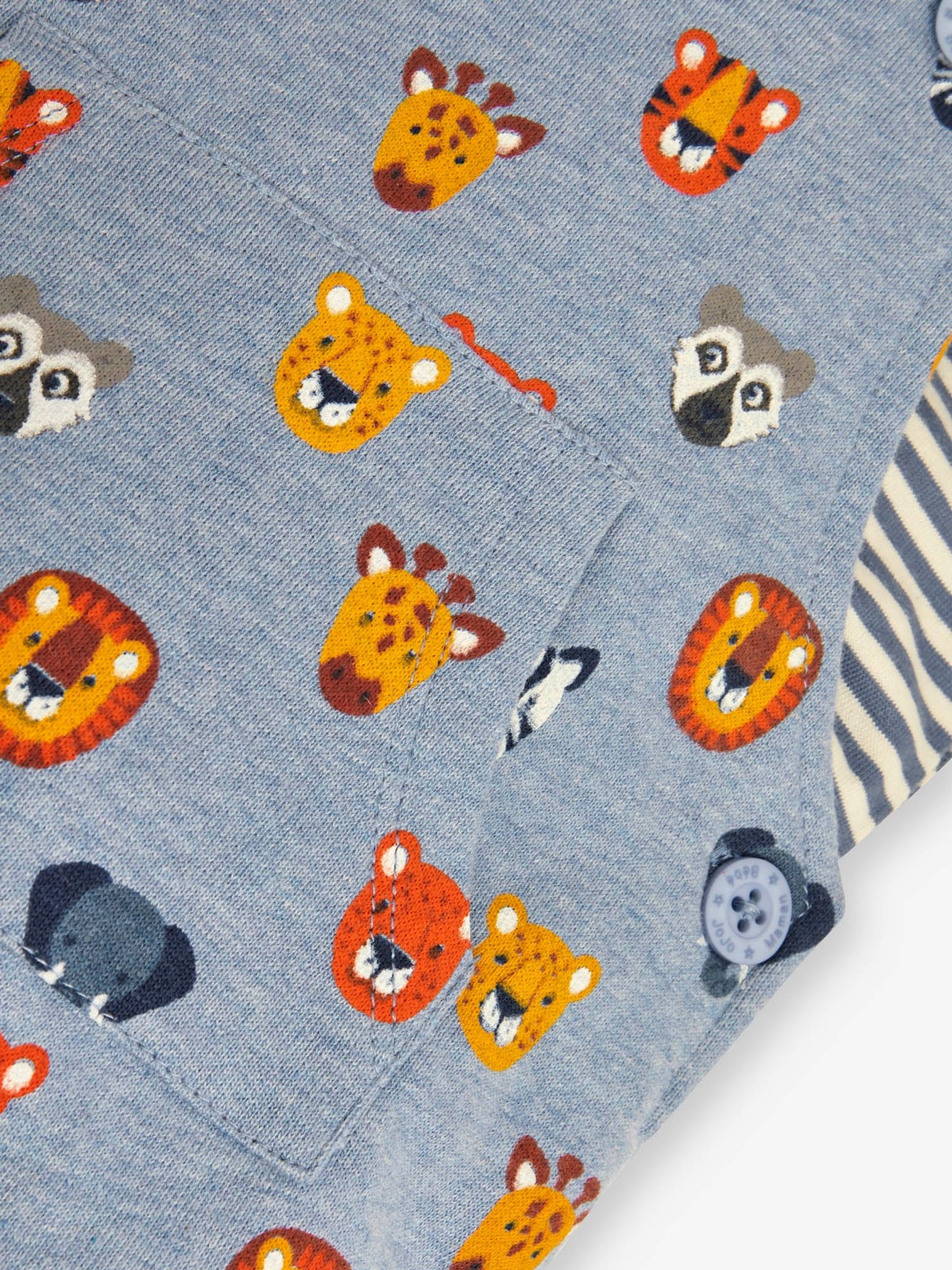 Blue 2-Piece Safari Heads Print Dungarees & Top Set - Image 4 of 4