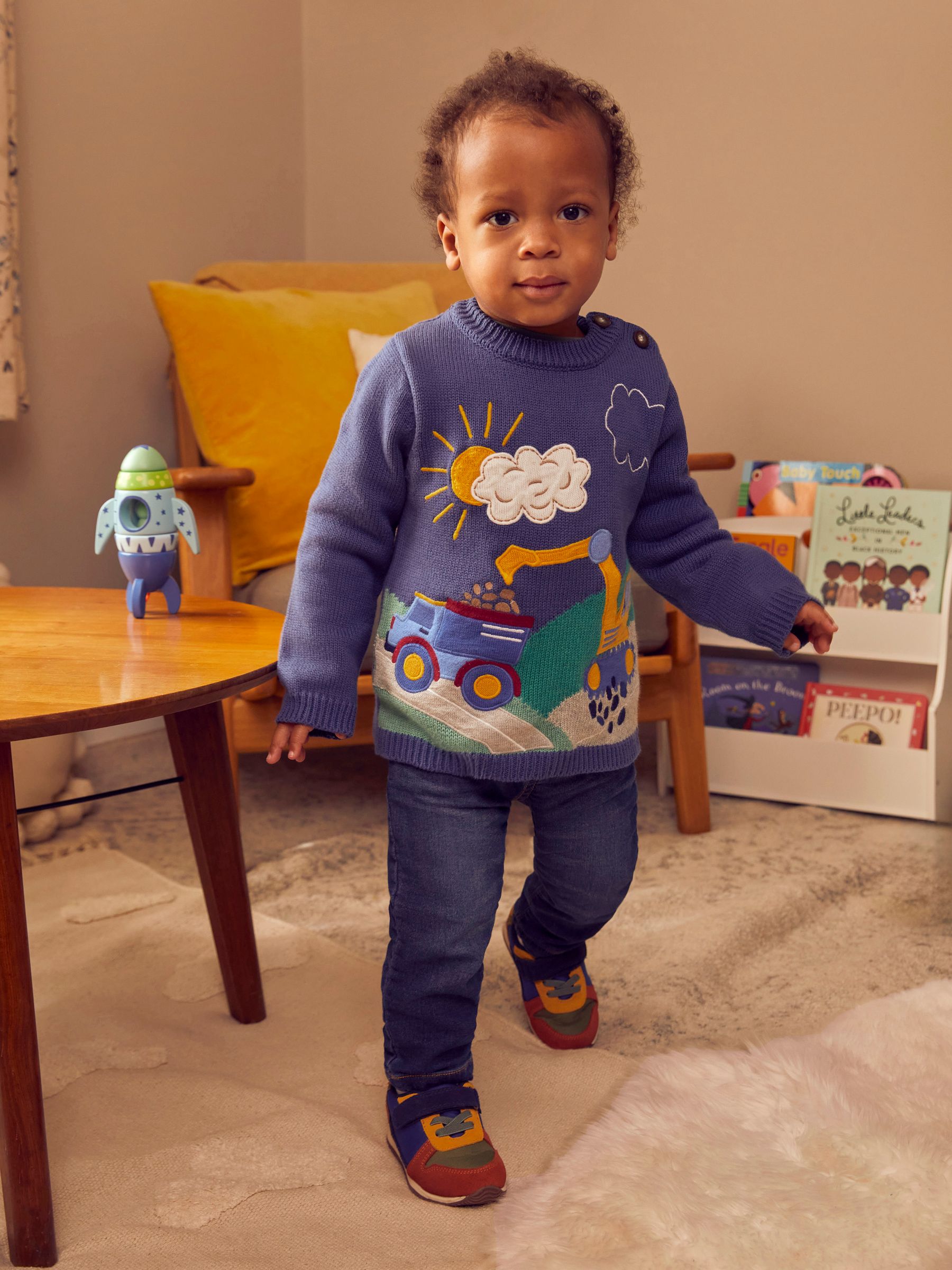 Denim Blue Digger Appliqué Scene Jumper - Image 1 of 4