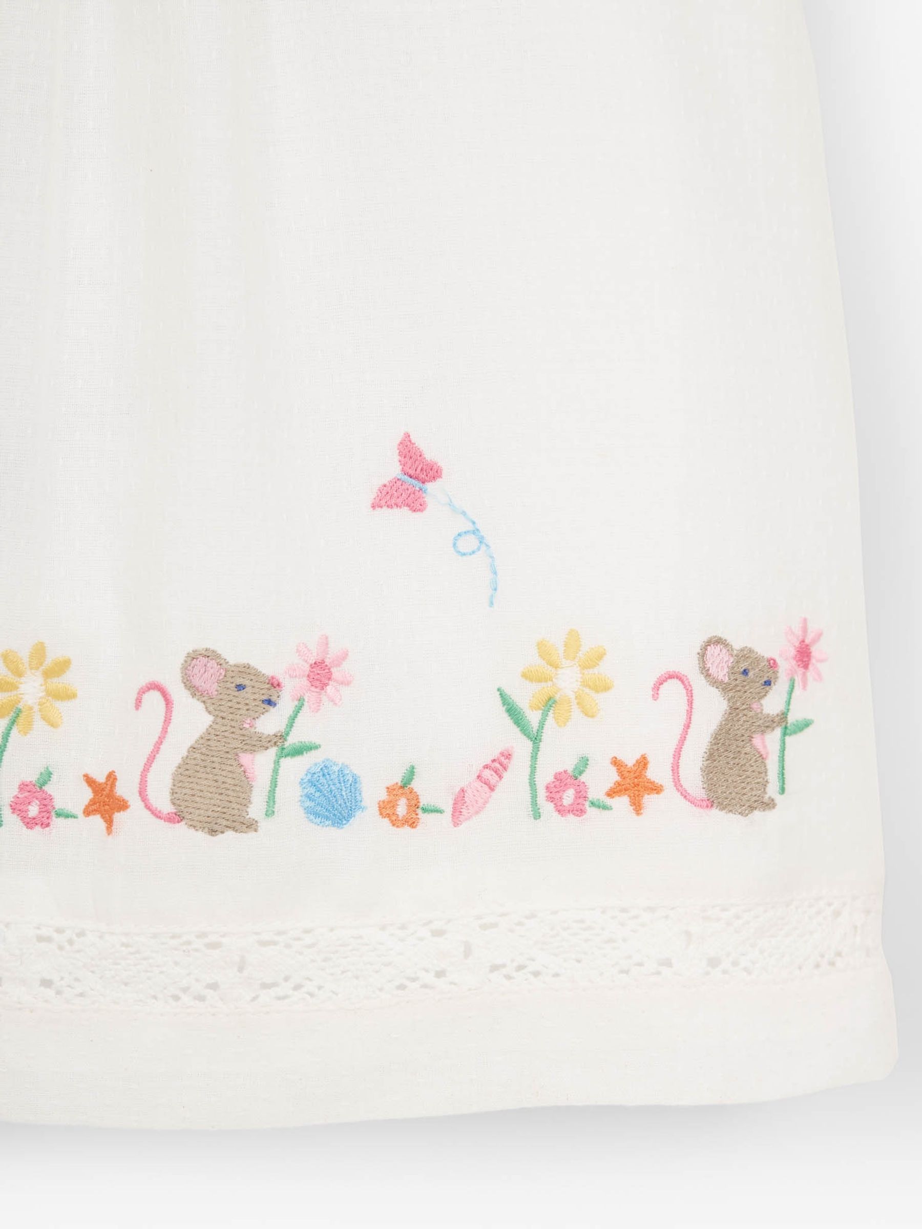 White Girls' White Pretty Embroidered Mouse Blouse - Image 2 of 2