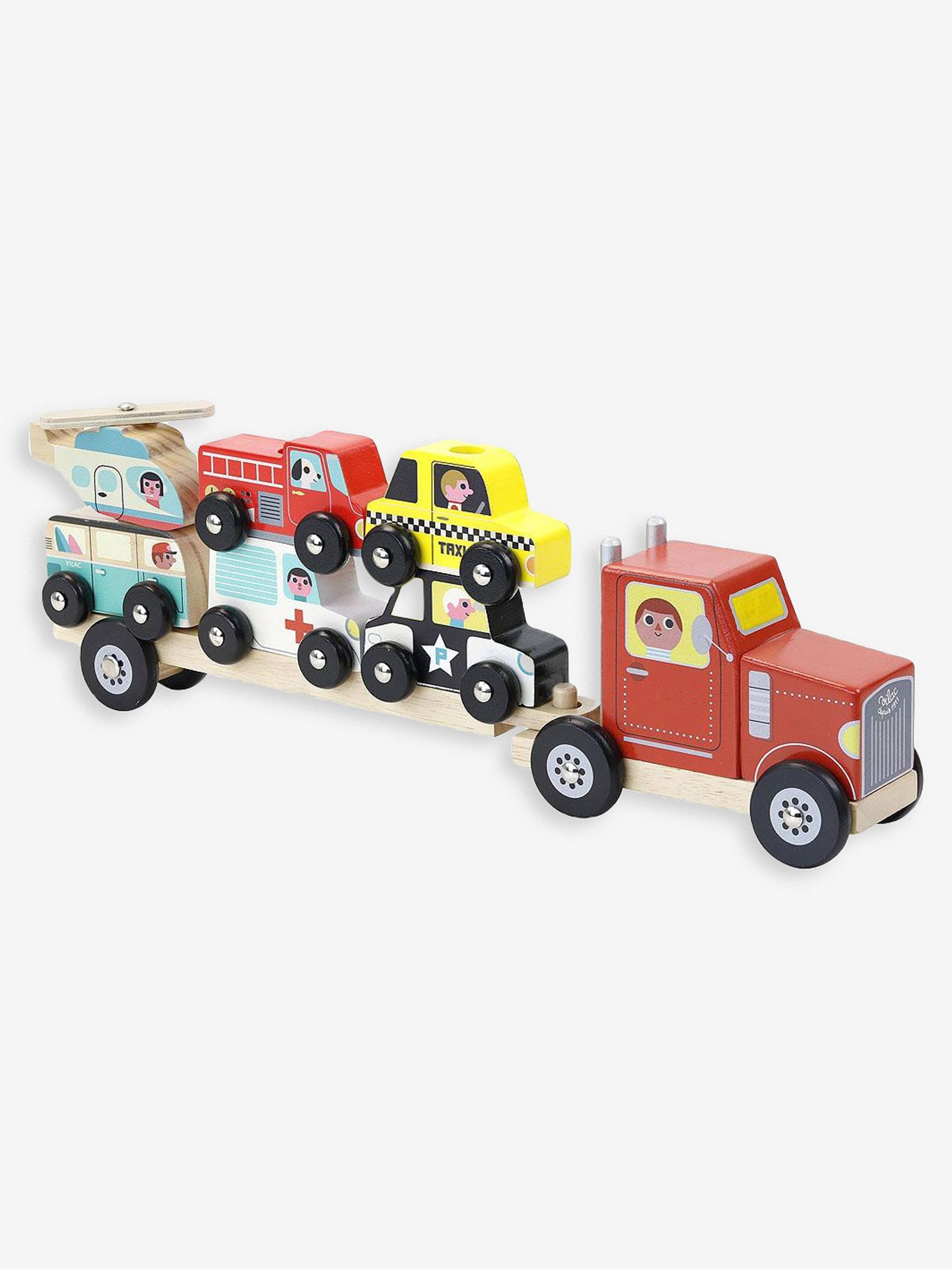 Vilac Truck Trailer with Vehicles Stacking Game - Image 1 of 3
