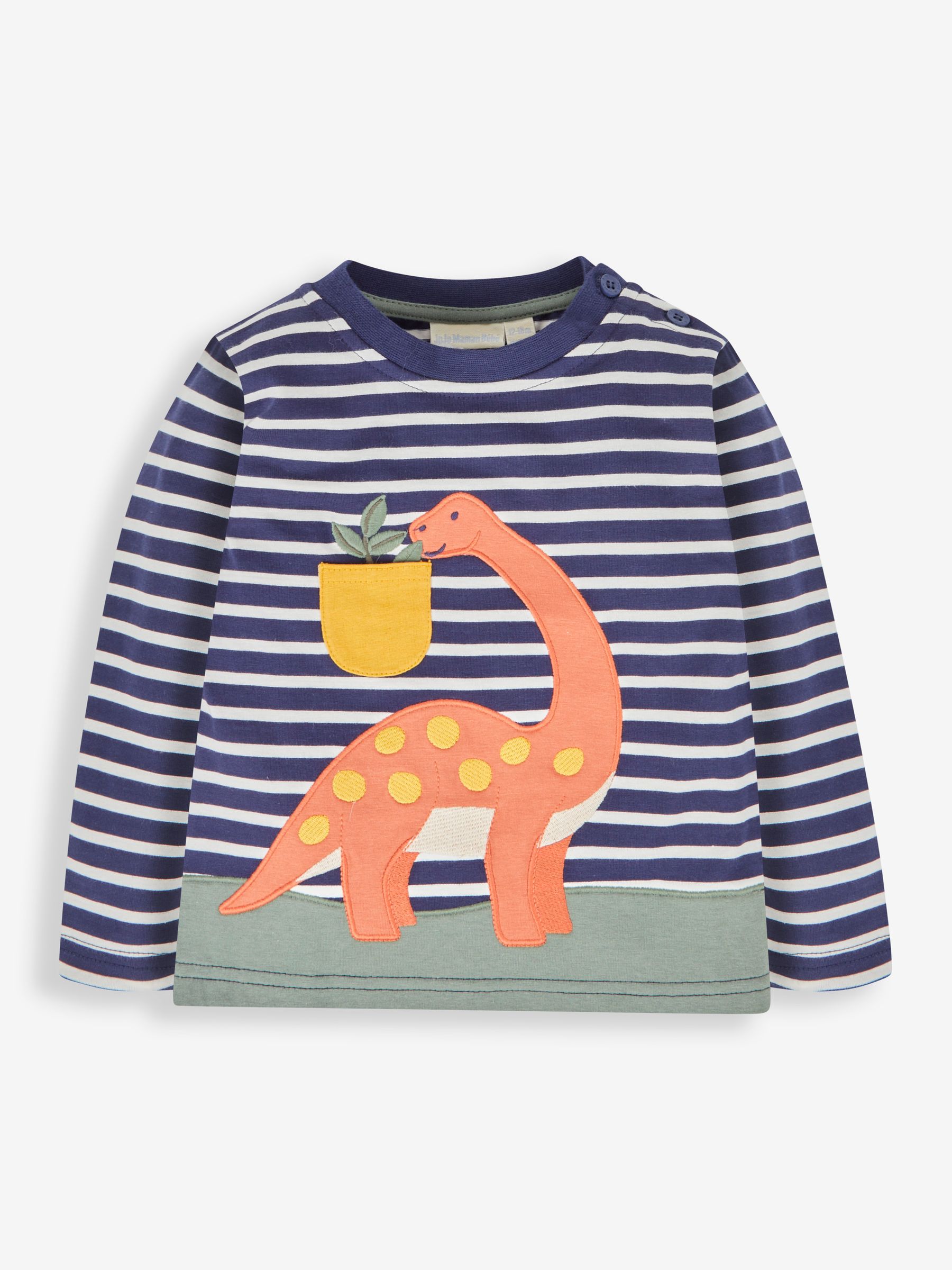 Navy Ecru Stripe Diplodocus Appliqué Top - Image 1 of 3