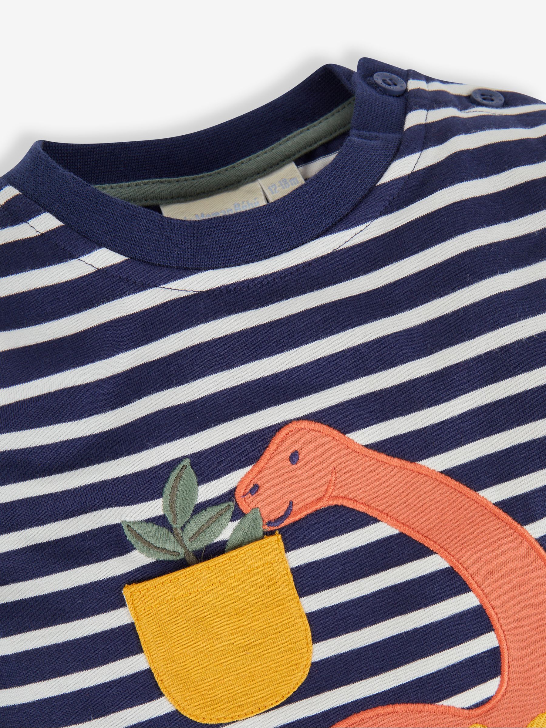 Navy Ecru Stripe Diplodocus Appliqué Top - Image 2 of 3