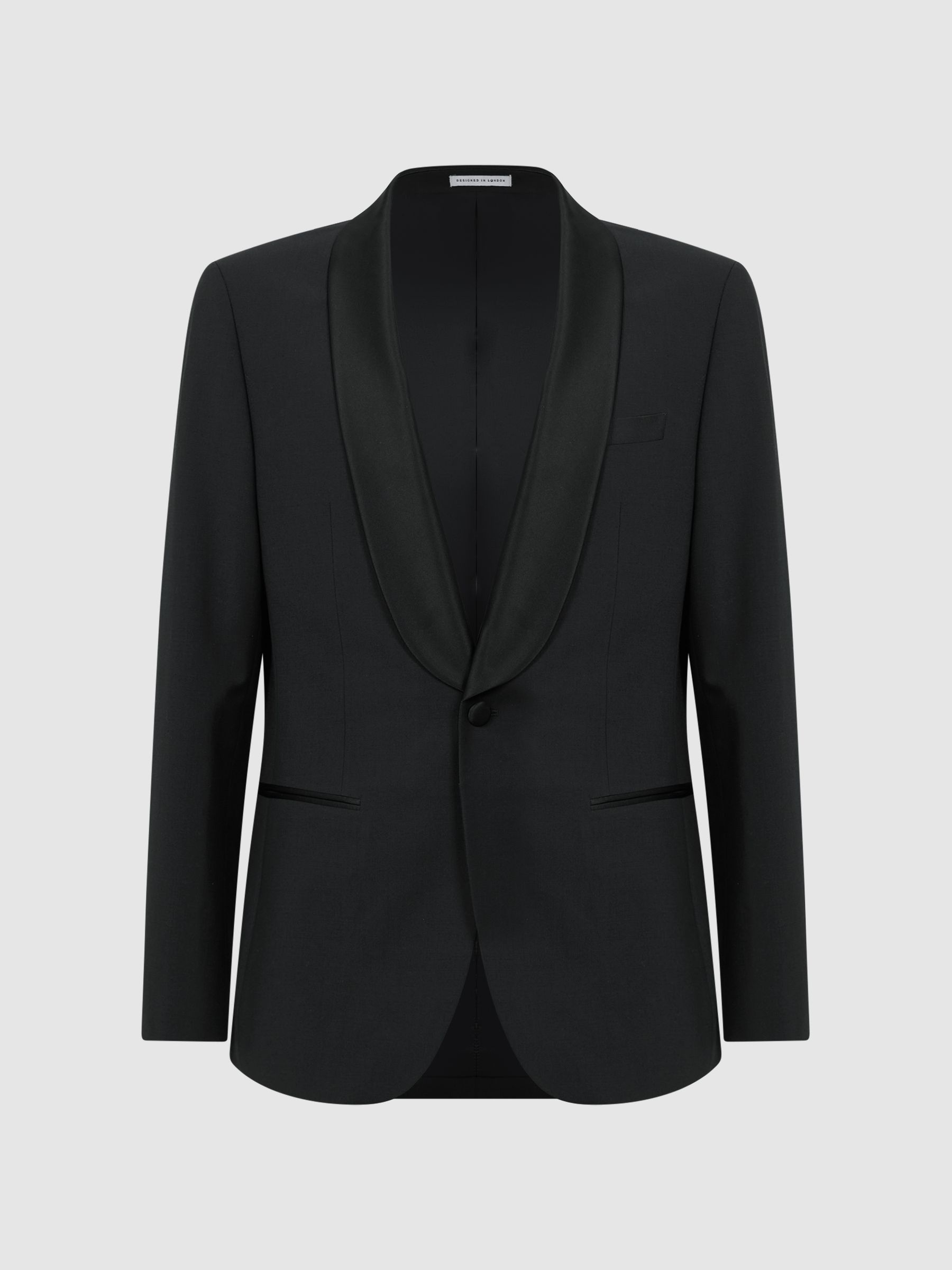 Single Breasted Tuxedo Slim Fit Jacket in Black - Image 2 of 6 Single Breasted Tuxedo Slim Fit Jacket in Black - Image 2 of 6