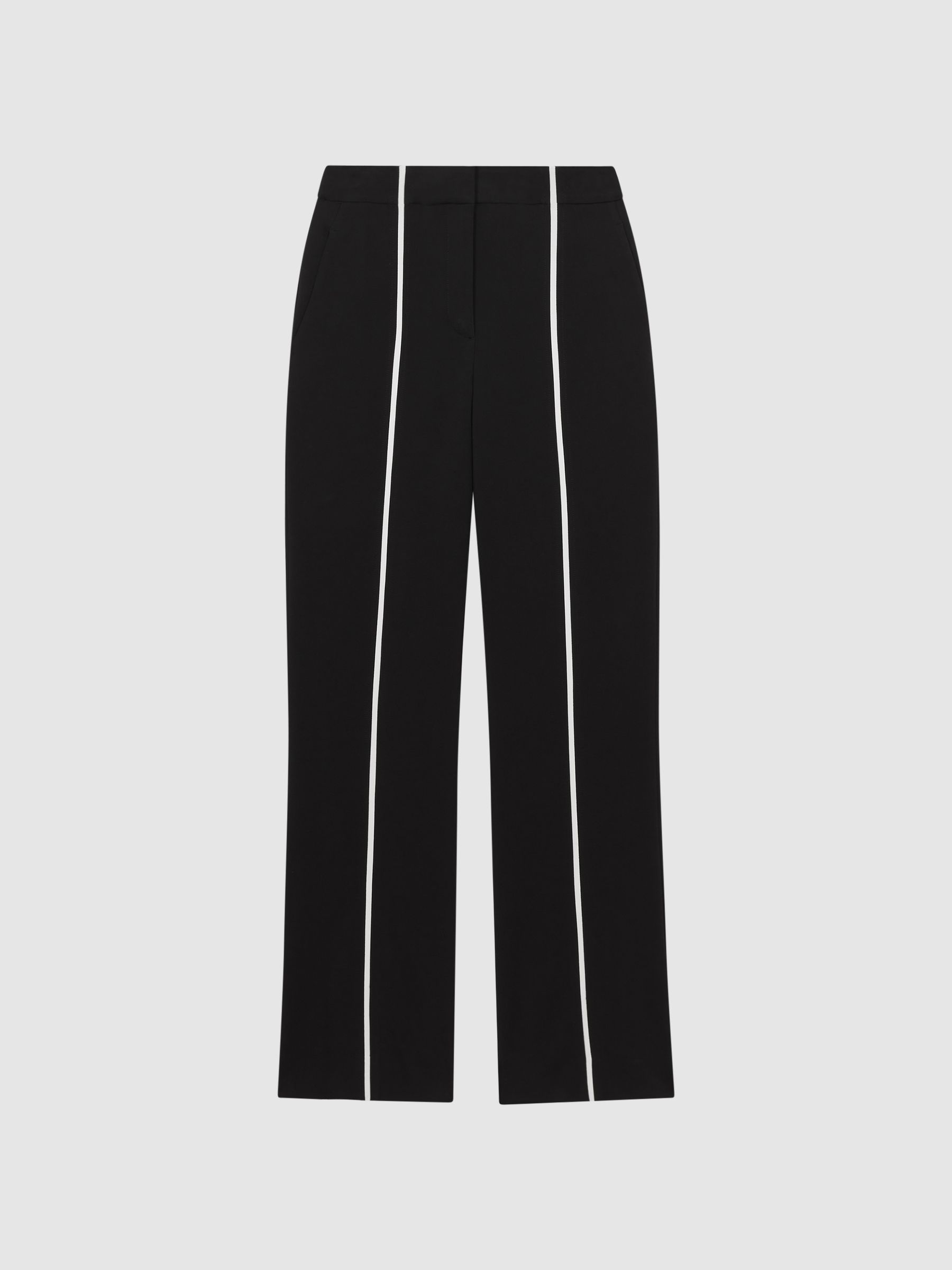 Straight Leg Front Stripe Trousers in Black - Image 2 of 6