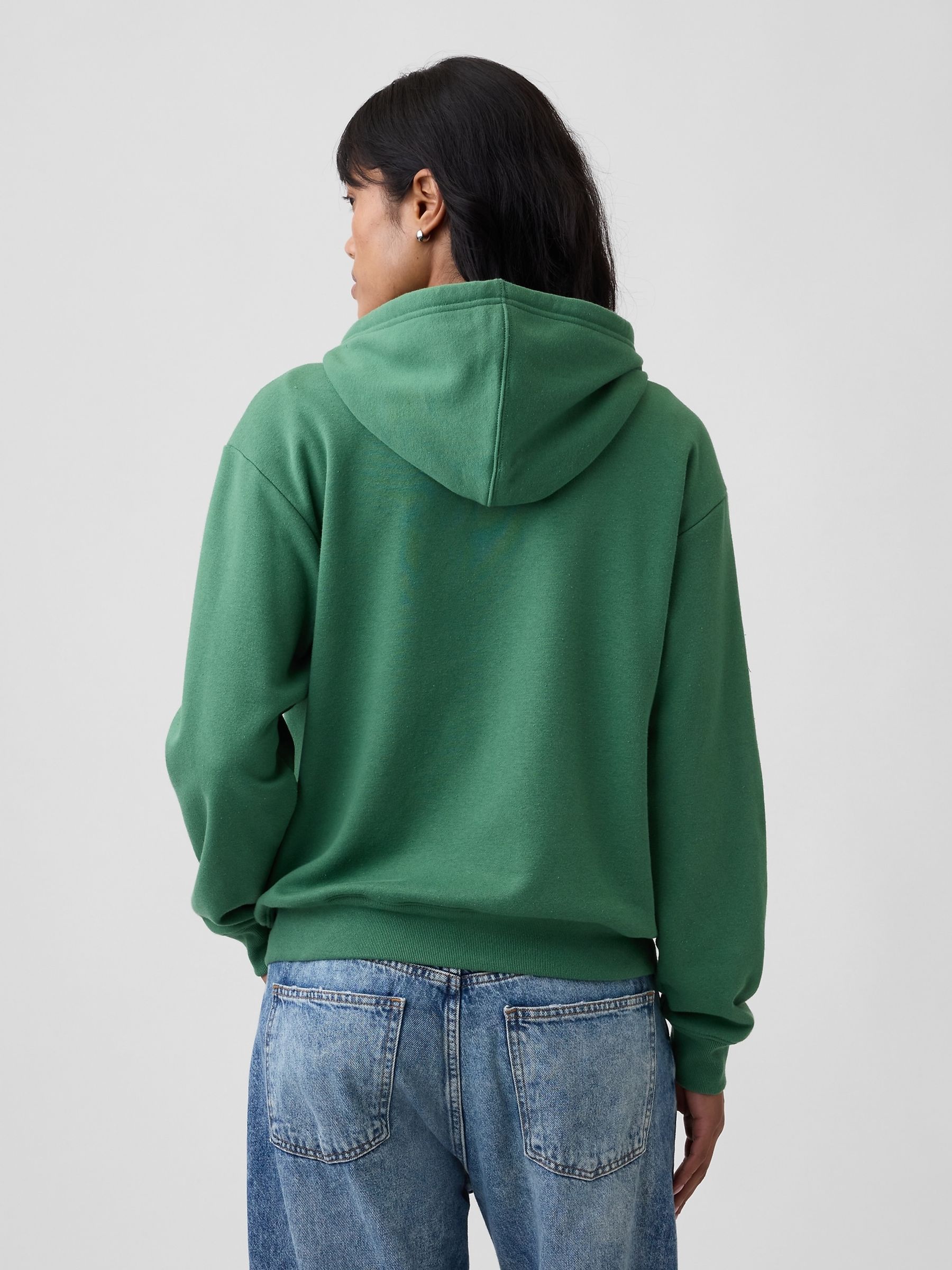 Green Relaxed Logo Zip-Up Hoodie - Image 2 of 5 Green Relaxed Logo Zip-Up Hoodie - Image 2 of 5